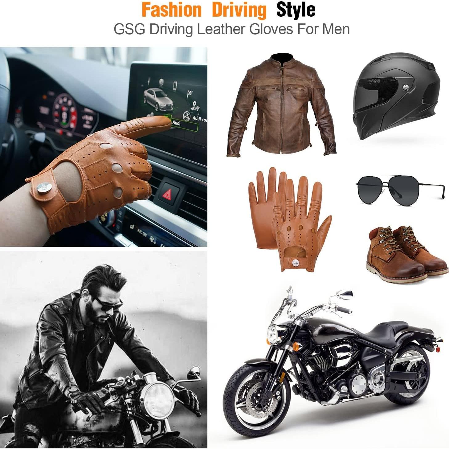 Guantes de Cuero Genuino GSG para Hombre Táctiles Negros