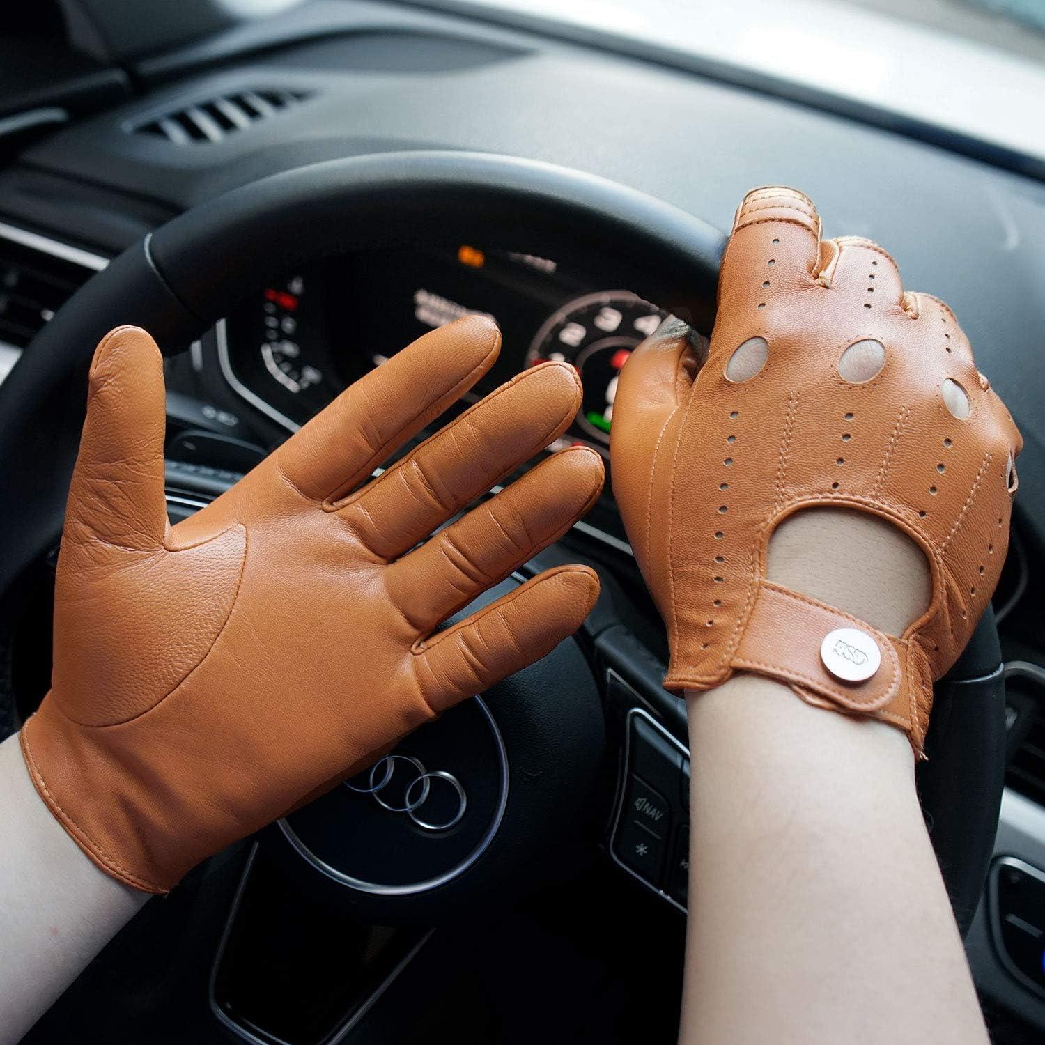 Guantes de Cuero Genuino GSG para Hombre Táctiles Negros