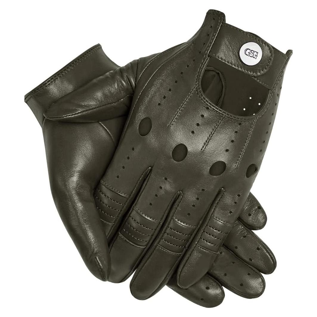 Guantes de Cuero GSG para Hombre Táctiles Negros Medianos