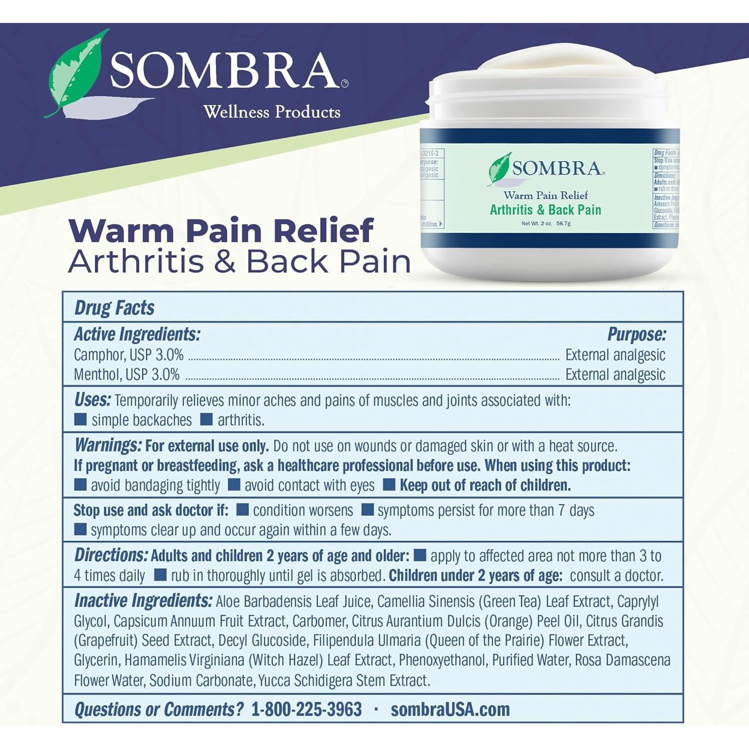 Sombra Gel Alivio Térmico 56.7g - Artritis y Dolor Muscular