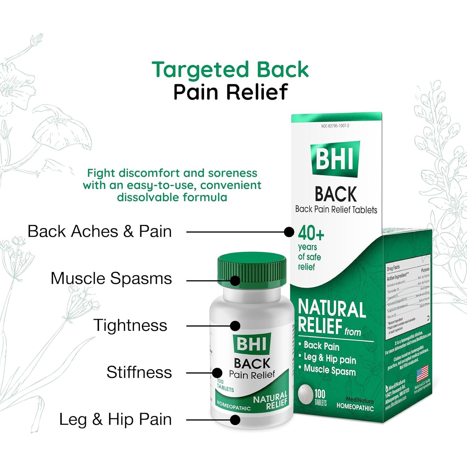 Tabletas BHI Alivio Natural Dolor Espalda Cadera Pierna 100 Unidades