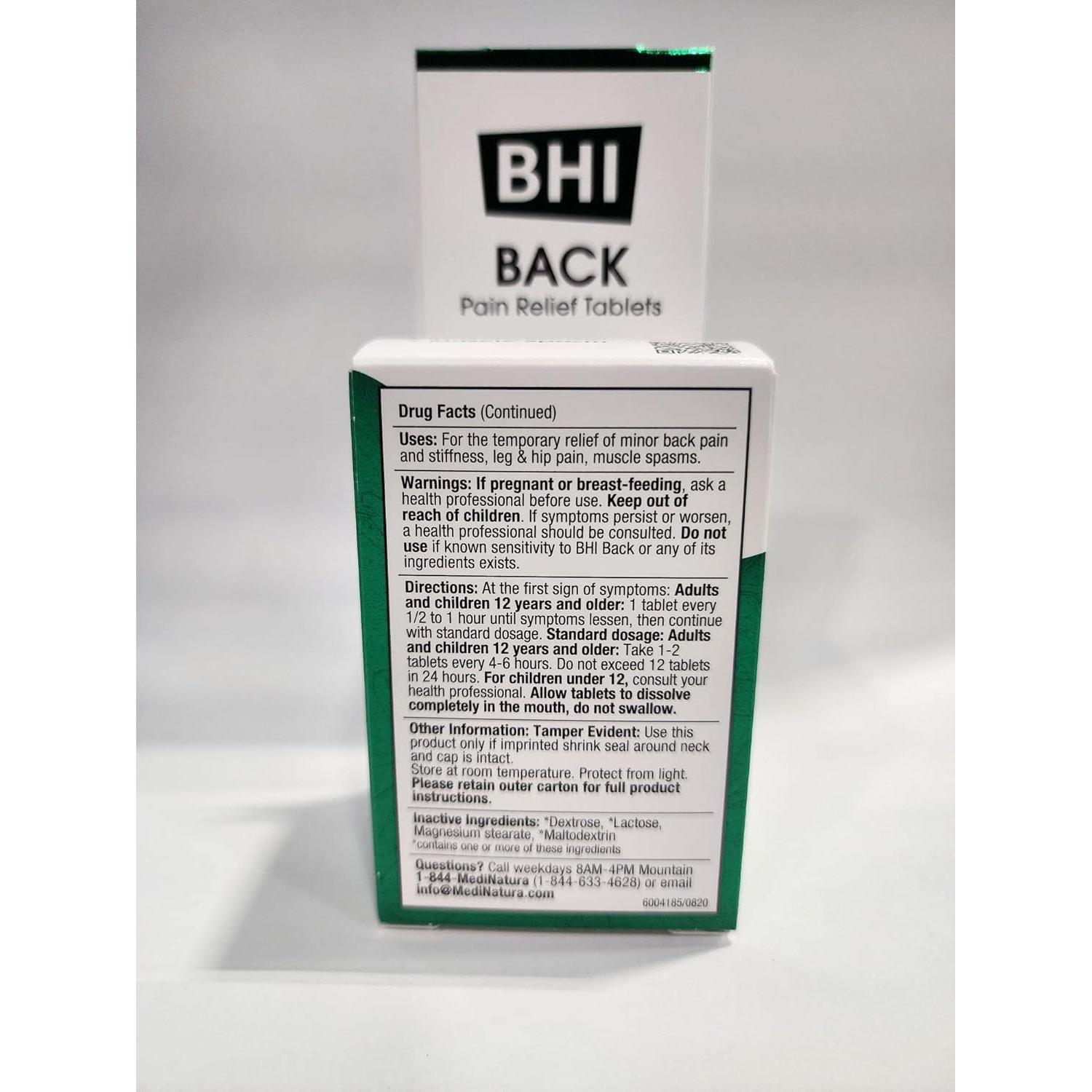 Tabletas BHI Alivio Natural Dolor Espalda Cadera Pierna 100 Unidades