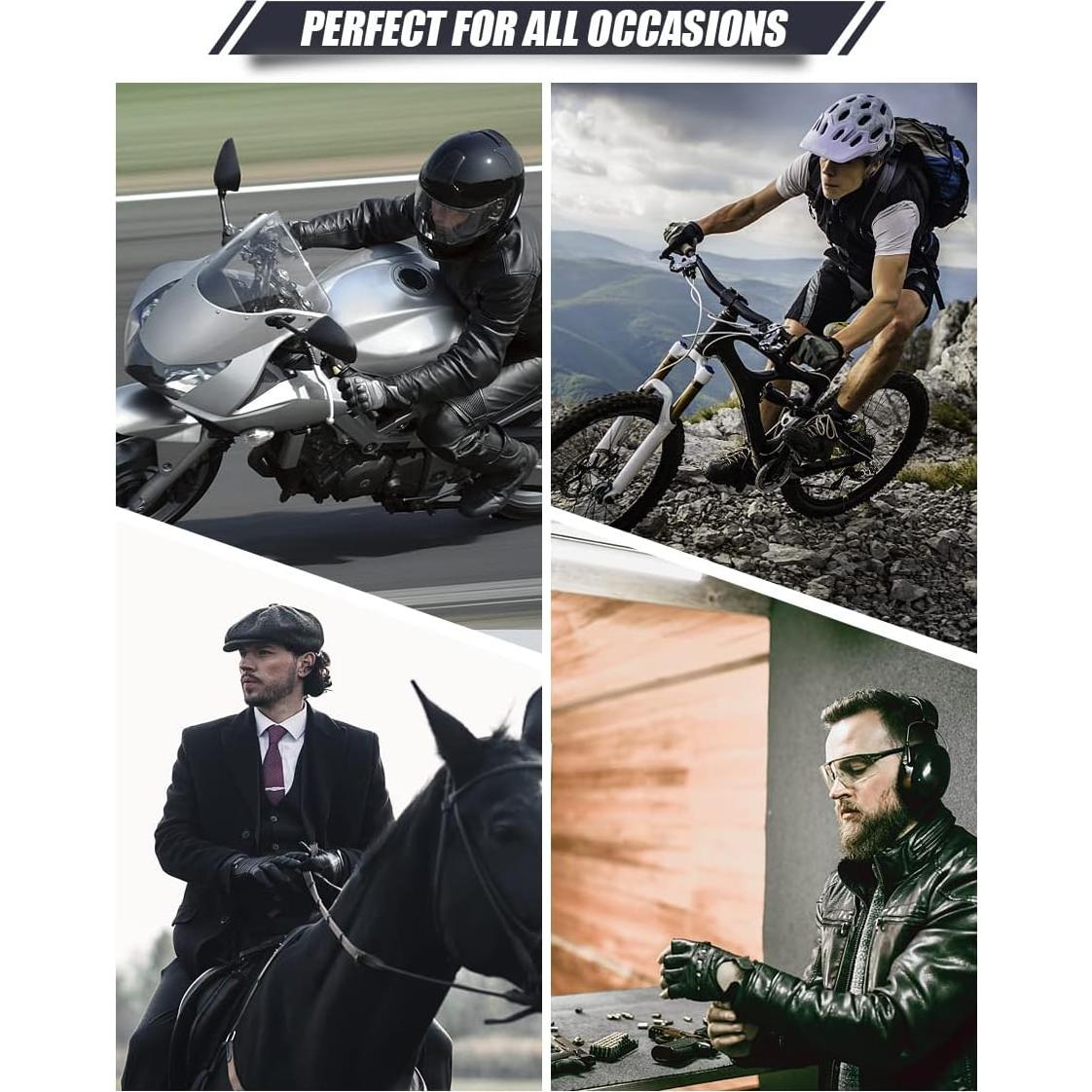 Guantes de Cuero GSG para Hombre Táctiles Negros Medianos