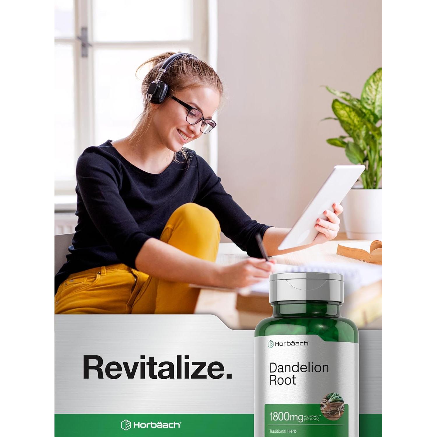 Suplemento Raíz de Diente de León Horbäach 1800mg 120 Cápsulas