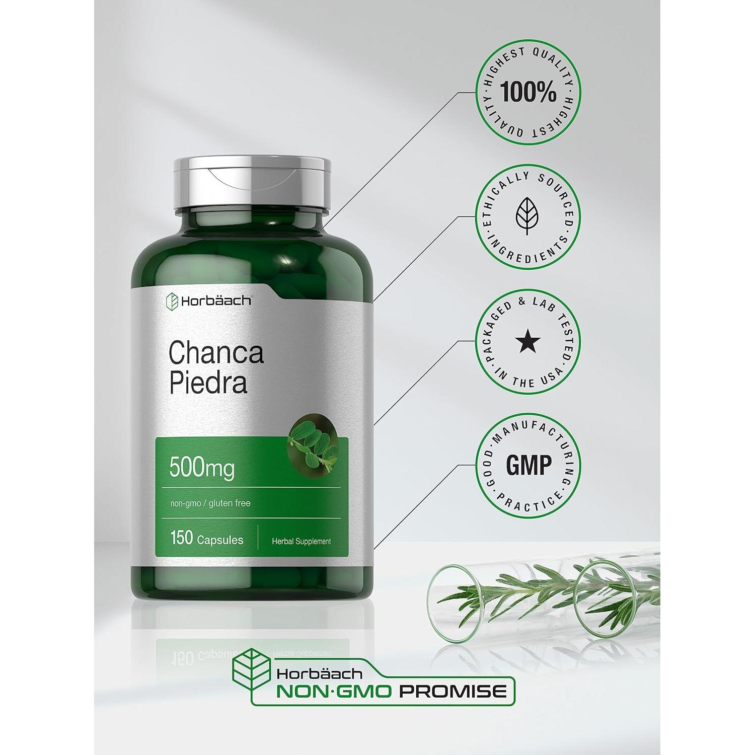 Cápsulas de Chanca Piedra Horbaach 500mg 150 Unidades Suplemento Herbal