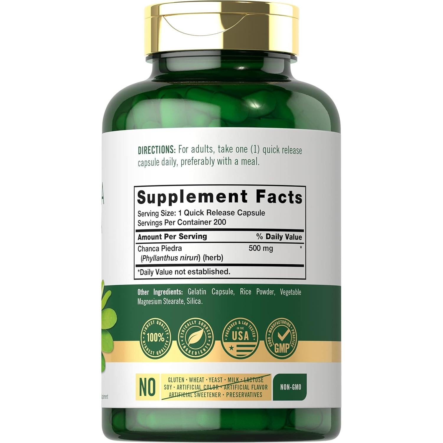 Cápsulas de Chanca Piedra Carlyle | 200 Unidades | 500 mg