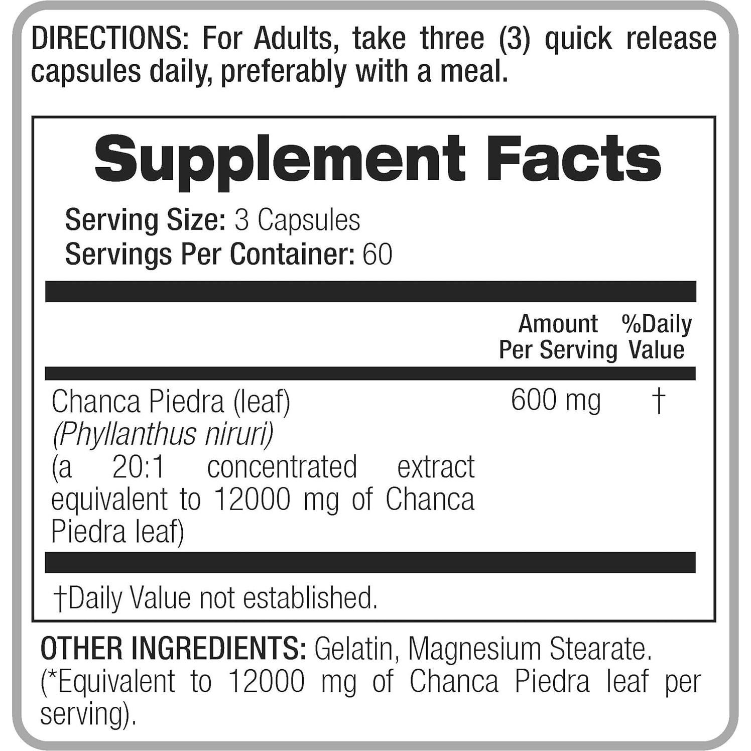 Suplemento Chanca Piedra FITO MEDIC'S 180 Cápsulas 600 mg