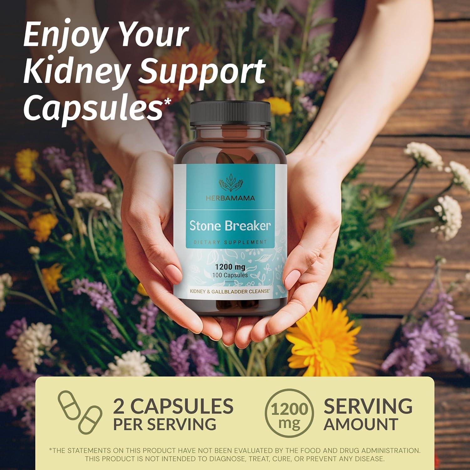 Cápsulas Rompe Piedras Herbamama 1200mg - 100 Caps Veganas