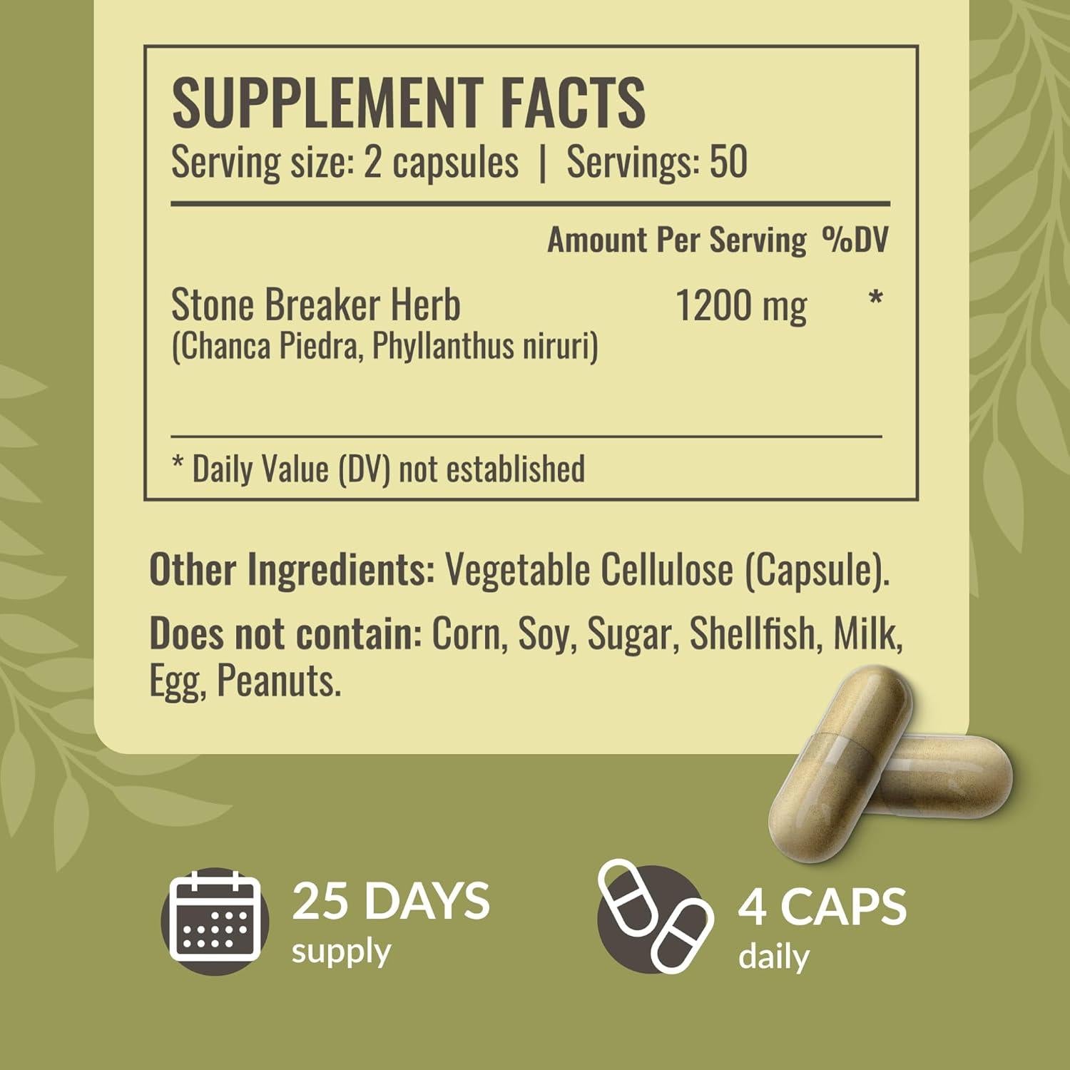 Cápsulas Rompe Piedras Herbamama 1200mg - 100 Caps Veganas