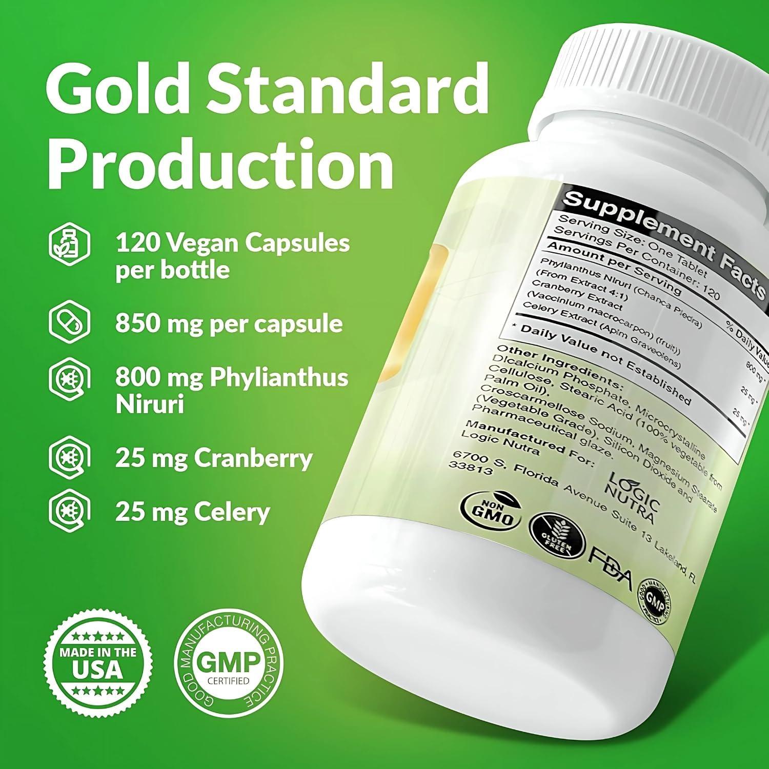 Chanca Piedra Logic Nutra 120 Tabletas 800 mg - Rompe Piedras Renales