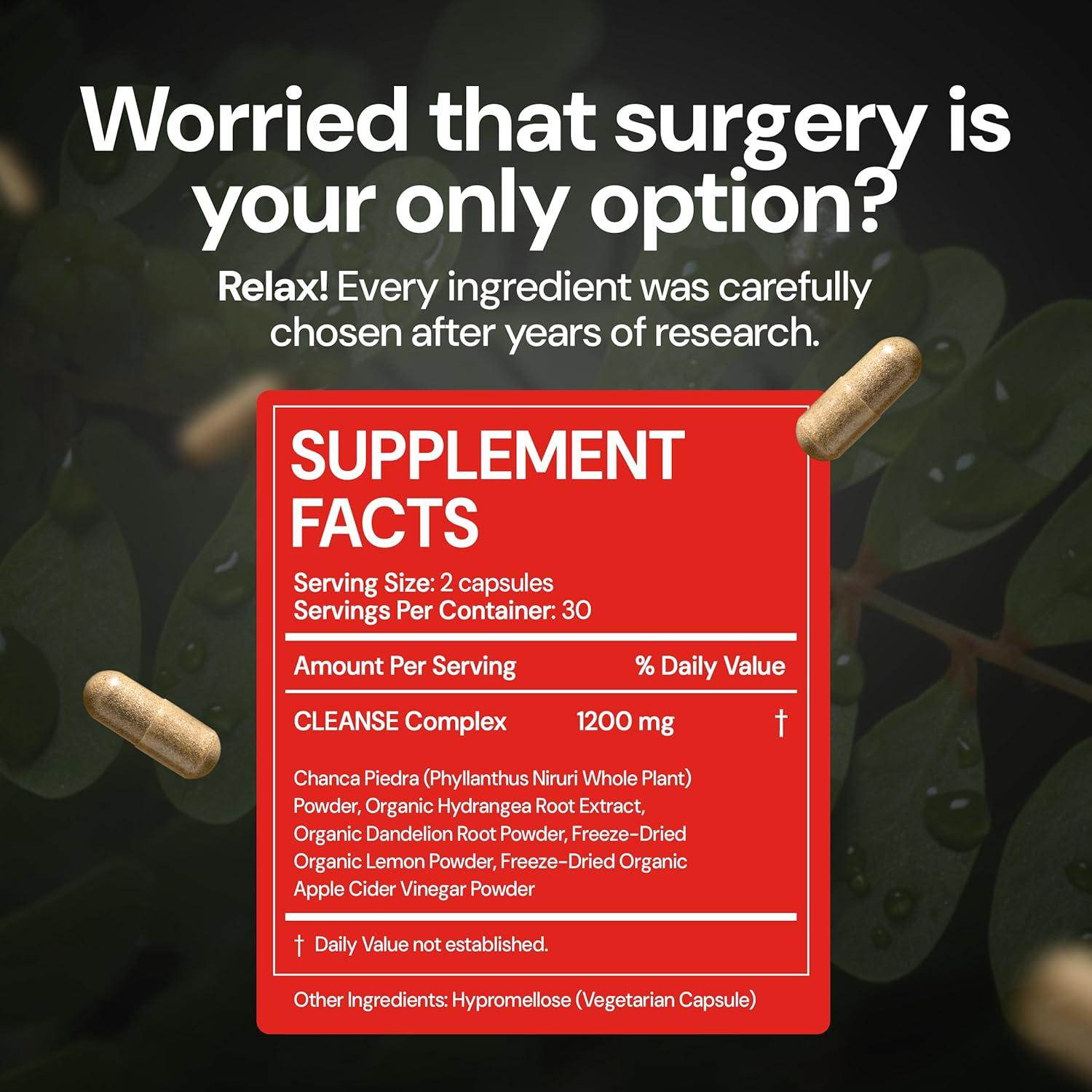 Suplemento Natural de Limpieza de Riñones Alivio de Piedras 60 Cápsulas