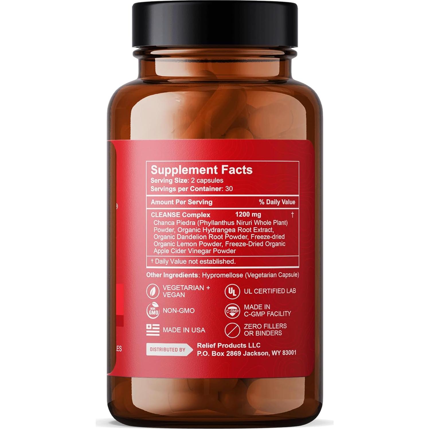 Suplemento Natural de Limpieza de Riñones Alivio de Piedras 60 Cápsulas