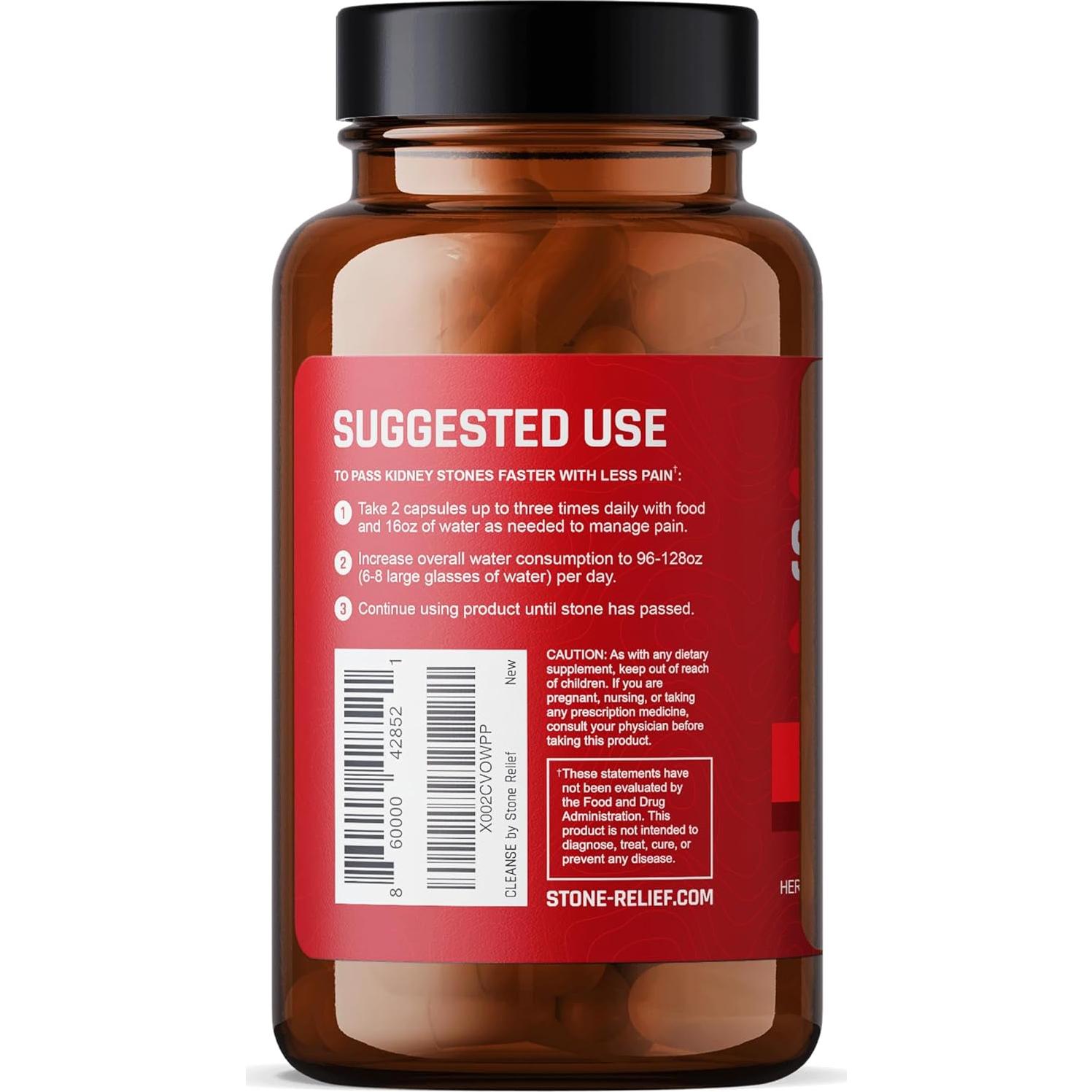 Suplemento Natural de Limpieza de Riñones Alivio de Piedras 60 Cápsulas