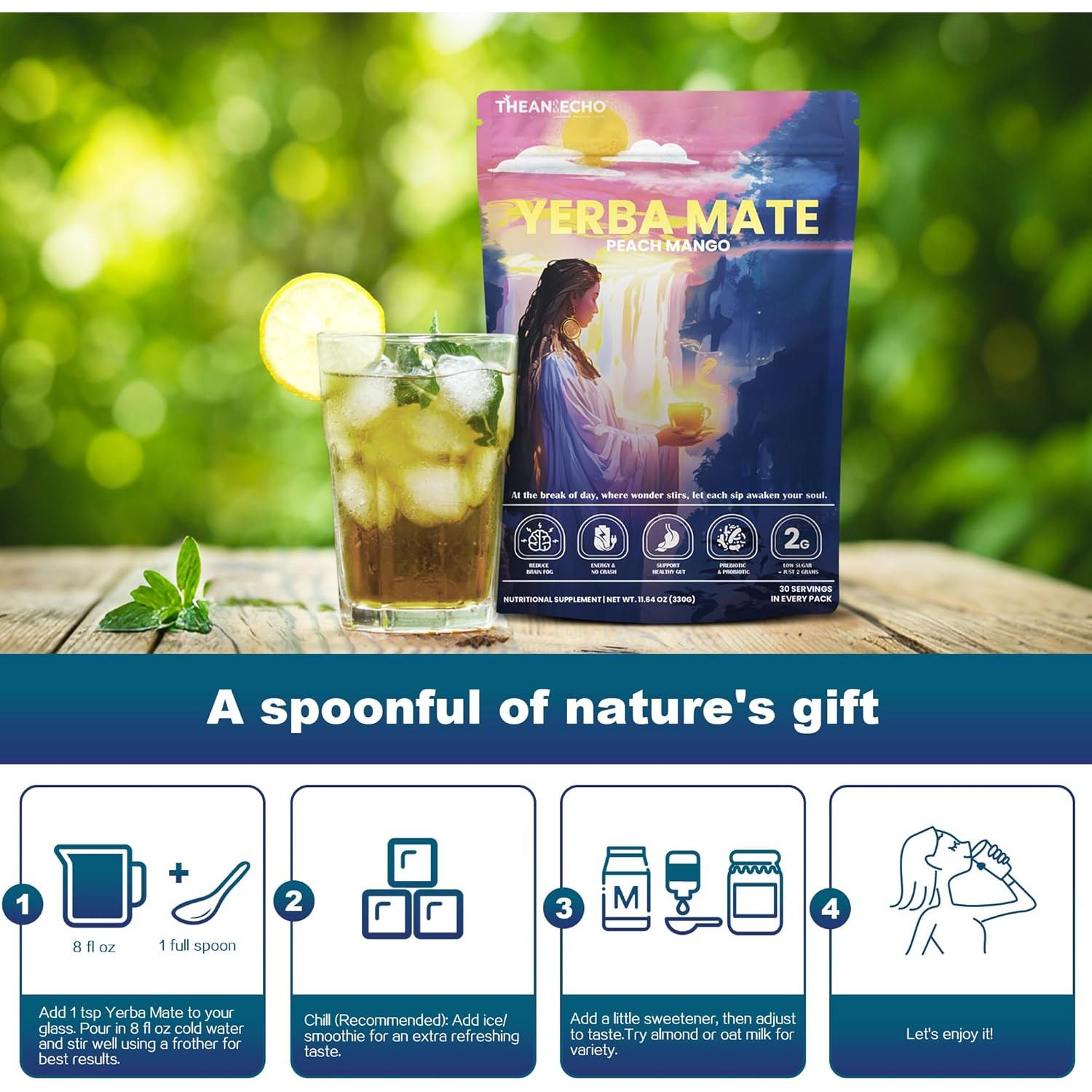 Té de Yerba Mate Durazno Mango THEANECHO - 30 Porciones