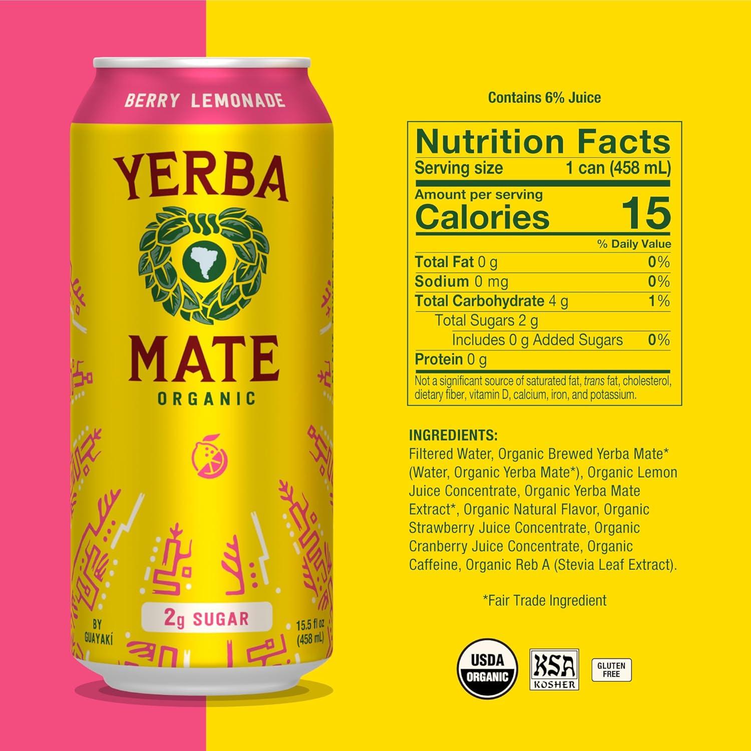 Yerba Mate Orgánica Guayakí Limonada Frutos Rojos 12x450ml