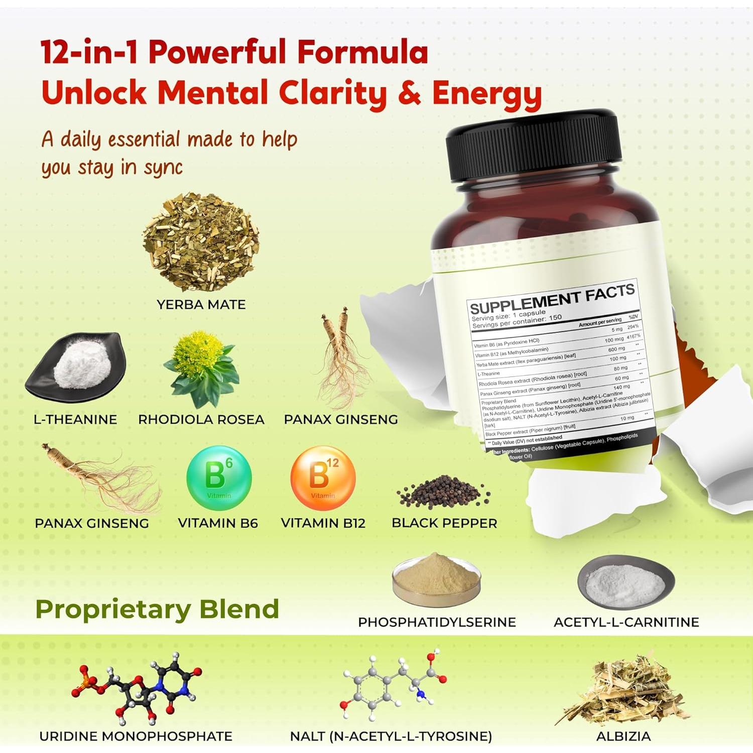 Cápsulas de Yerba Mate PeakPury - 150 Unidades - Energía Natural y Enfoque