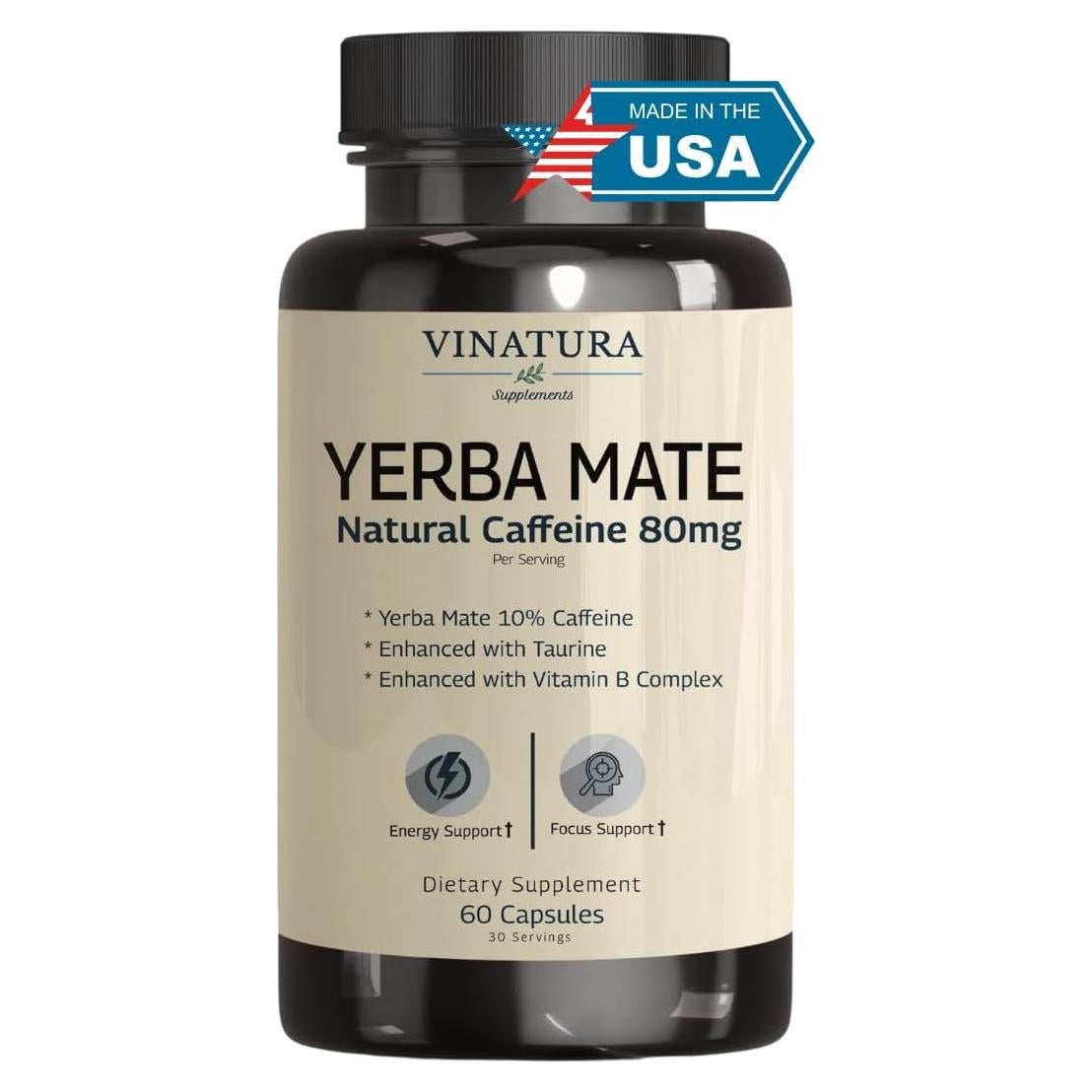 Suplemento de Yerba Mate Vinatura 1400mg - 60 Cápsulas Energéticas