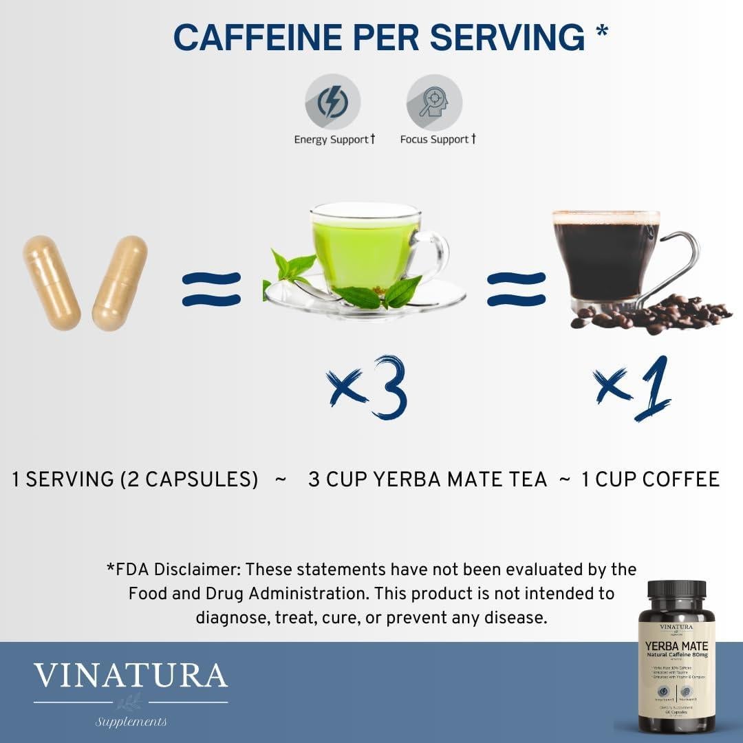 Suplemento de Yerba Mate Vinatura 1400mg - 60 Cápsulas Energéticas