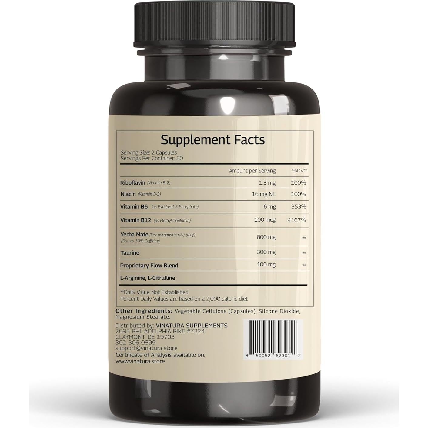 Suplemento de Yerba Mate Vinatura 1400mg - 60 Cápsulas Energéticas