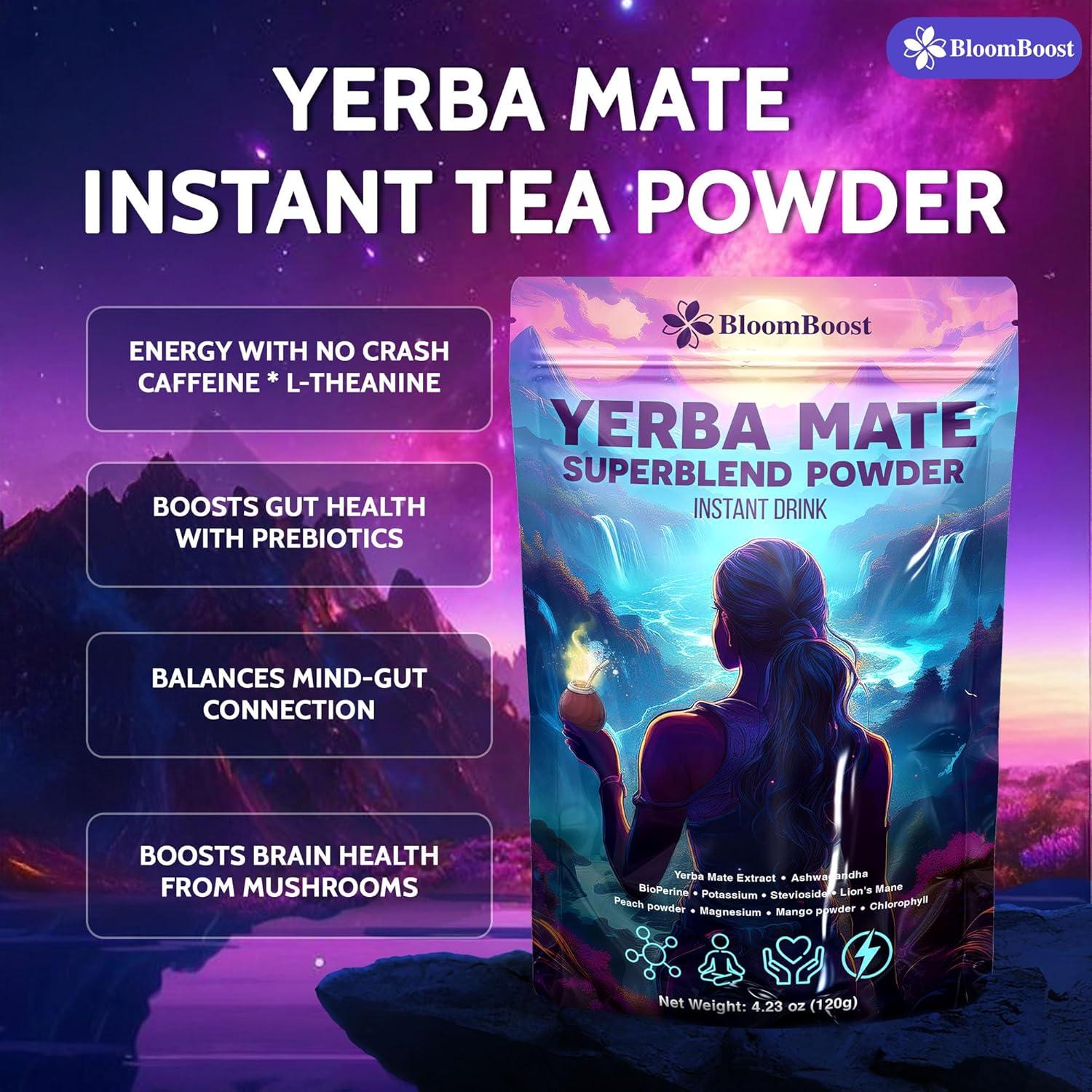 Yerba Mate Instantáneo BloomBoost 120g - Durazno Mango, Sin Azúcar