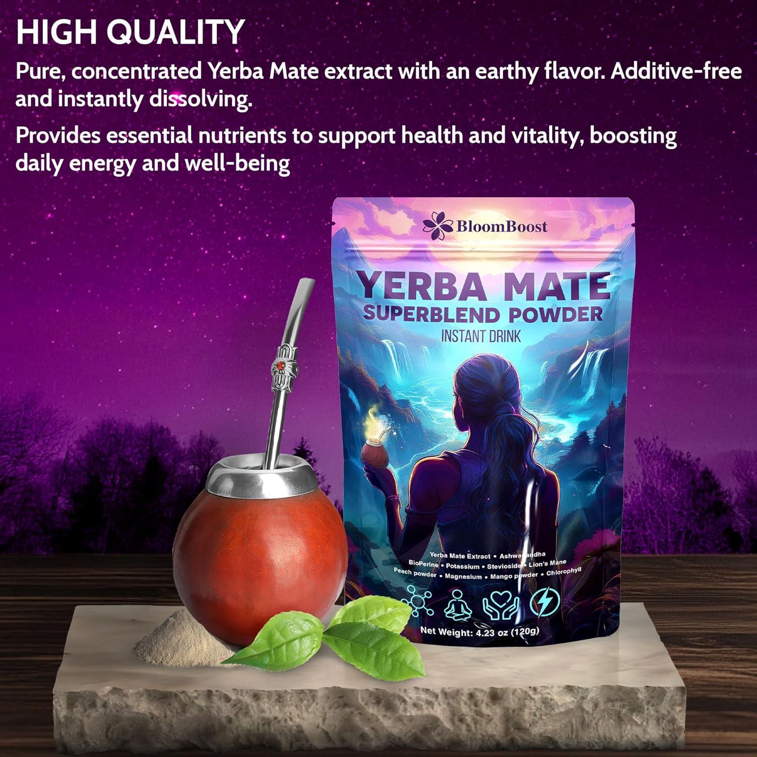 Yerba Mate Instantáneo BloomBoost 120g - Durazno Mango, Sin Azúcar