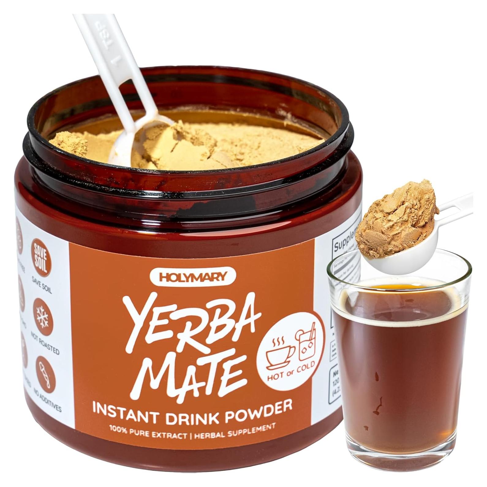 Yerba Mate Instantáneo Orgánico HOLYMARY 120g - Energía y Enfoque