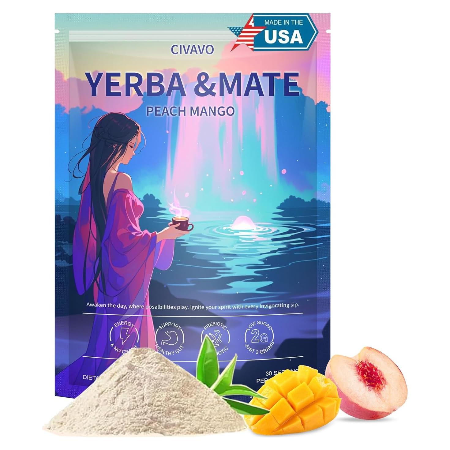 Yerba Mate en Polvo CIVAVO Sabor Durazno Mango 330g