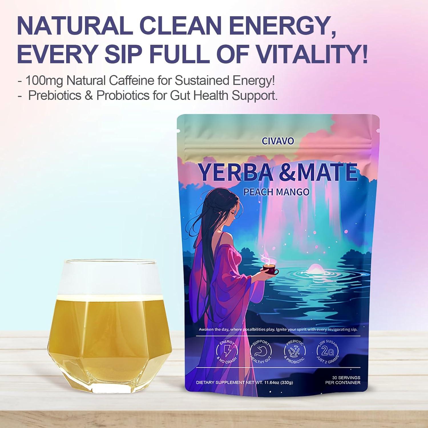 Yerba Mate en Polvo CIVAVO Sabor Durazno Mango 330g