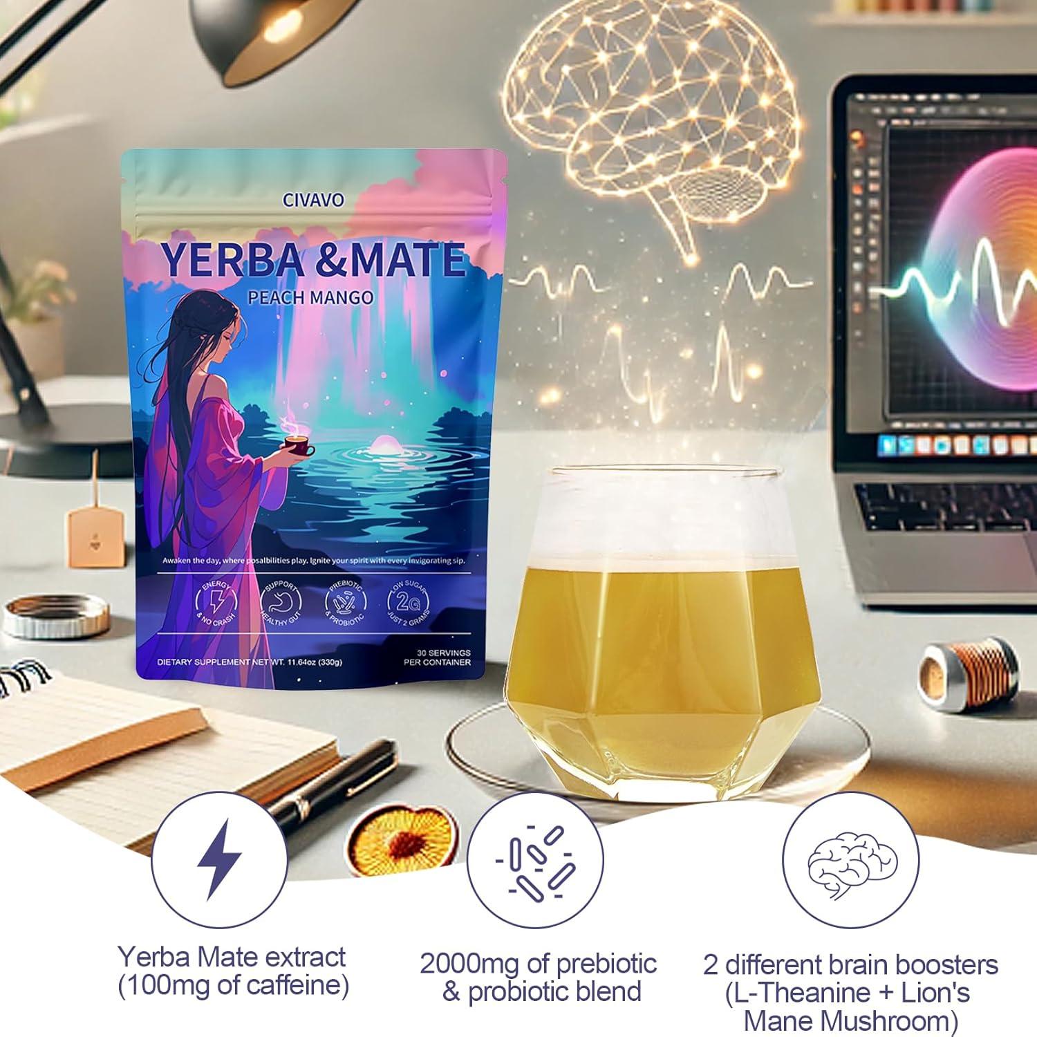 Yerba Mate en Polvo CIVAVO Sabor Durazno Mango 330g