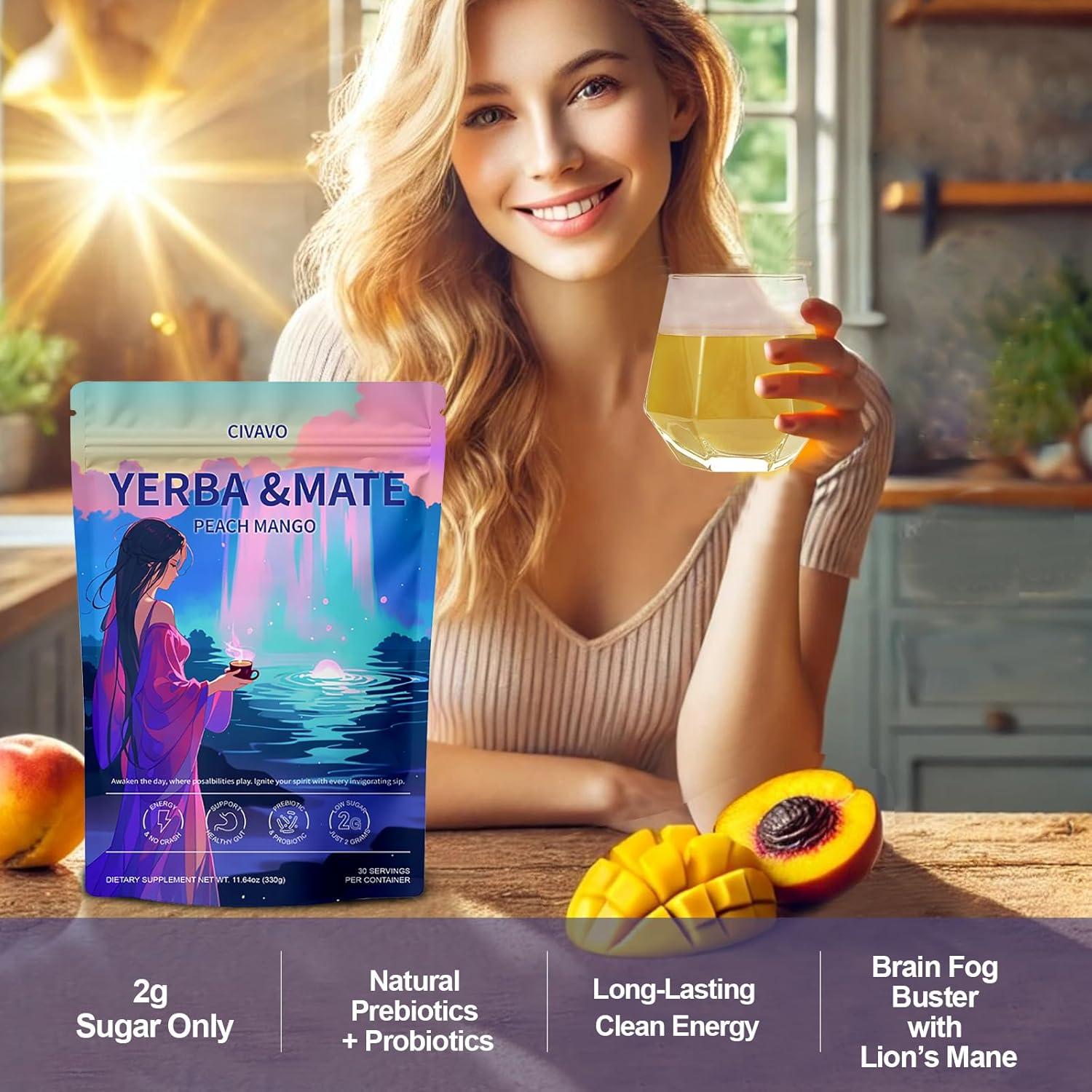 Yerba Mate en Polvo CIVAVO Sabor Durazno Mango 330g