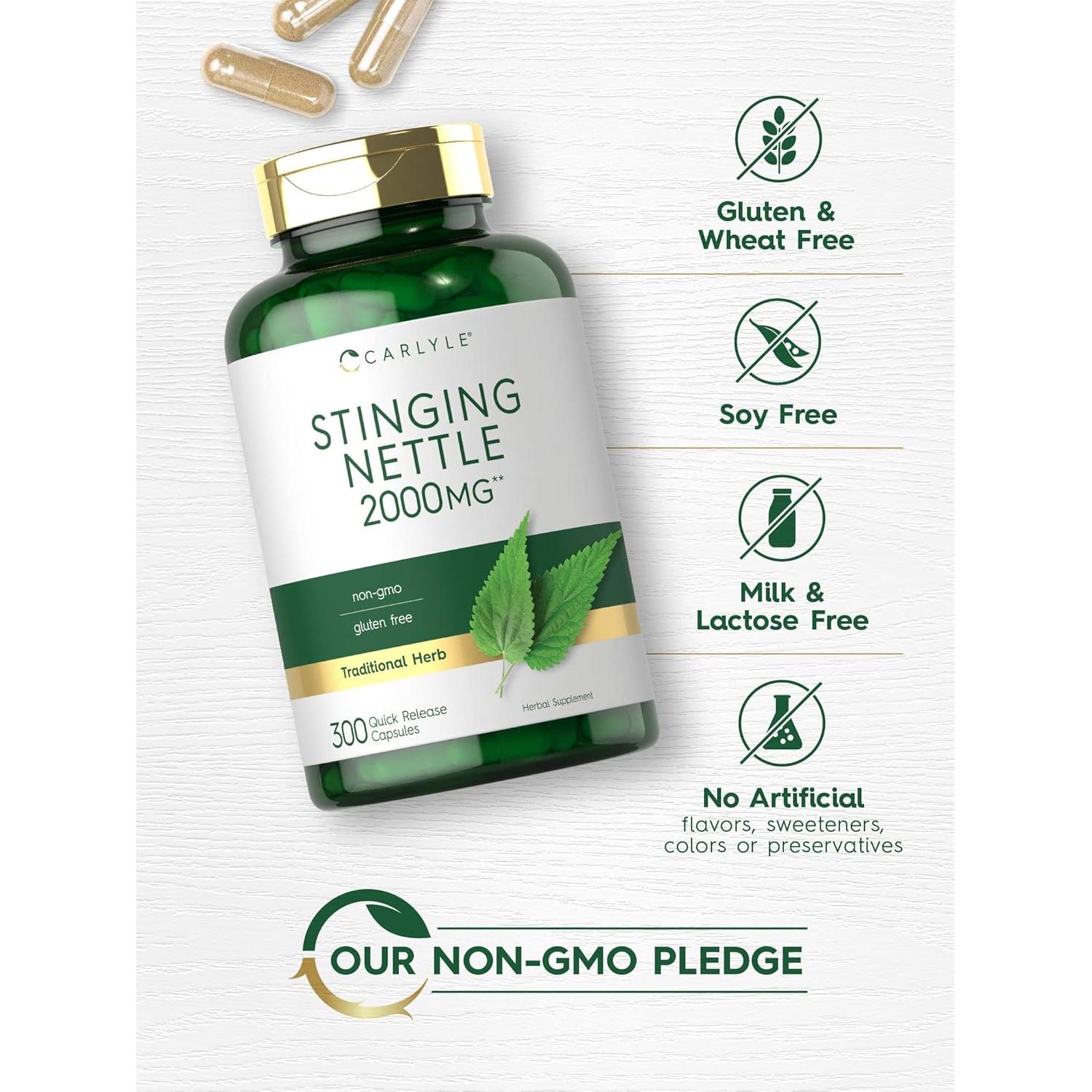 Extracto de Hoja de Ortiga Carlyle 2000mg - 300 Cápsulas Sin OGM