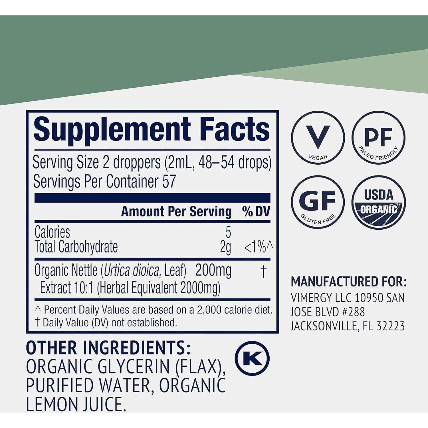 Vimergy Ortiga Líquido Orgánico 115 mL - Superalimento Saludable