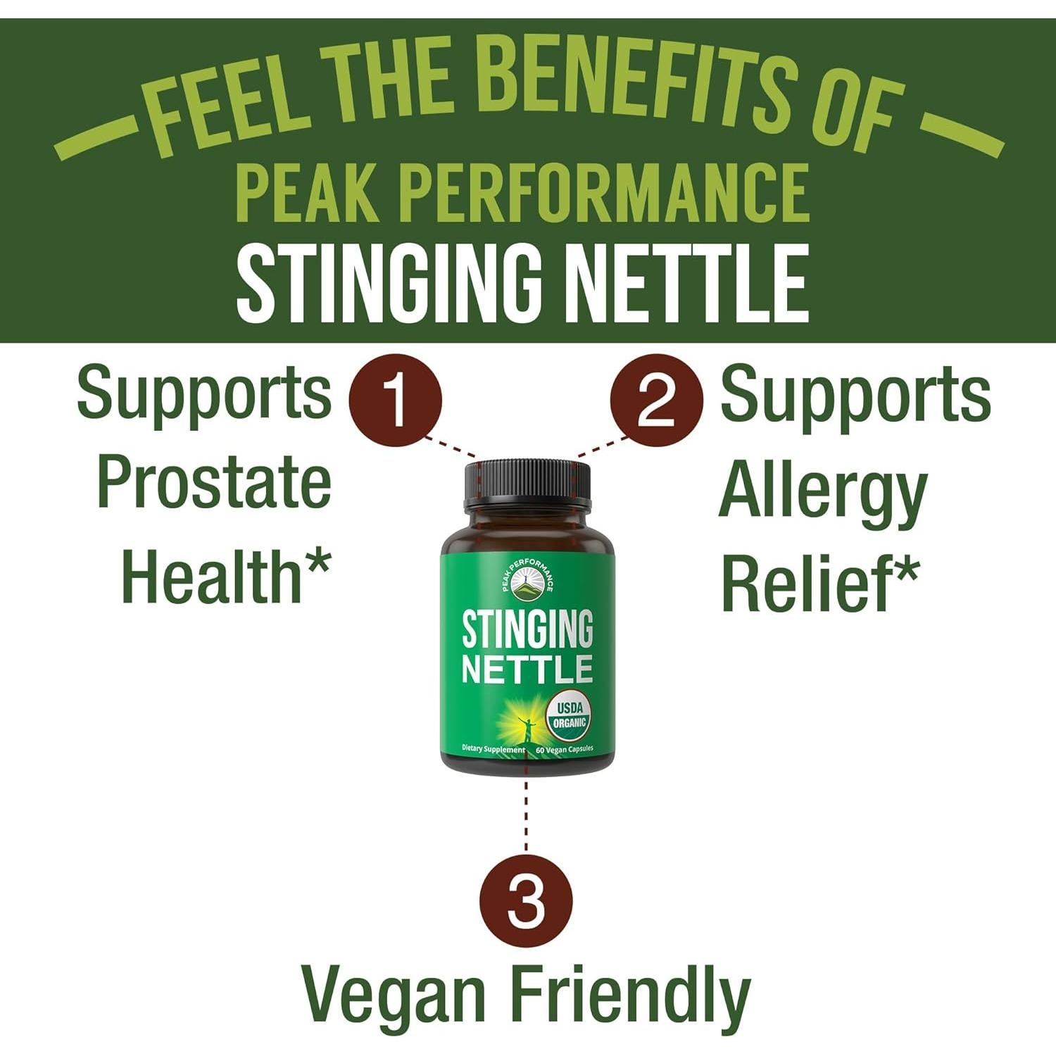 Cápsulas Veganas de Ortiga Orgánica Peak Performance 60 Píldoras