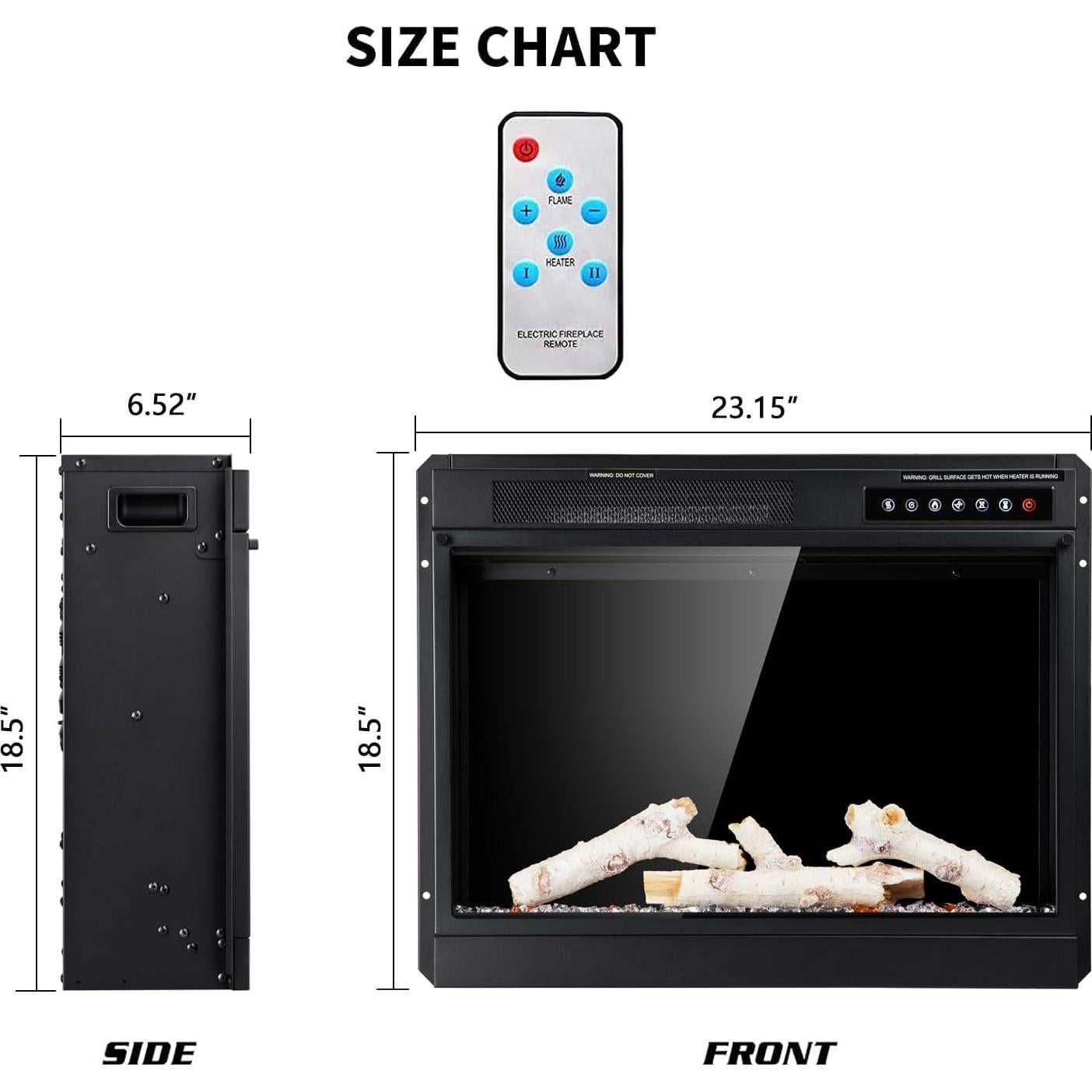 Chimenea Eléctrica R.W.FLAME 58cm con Control Remoto y Calefacción