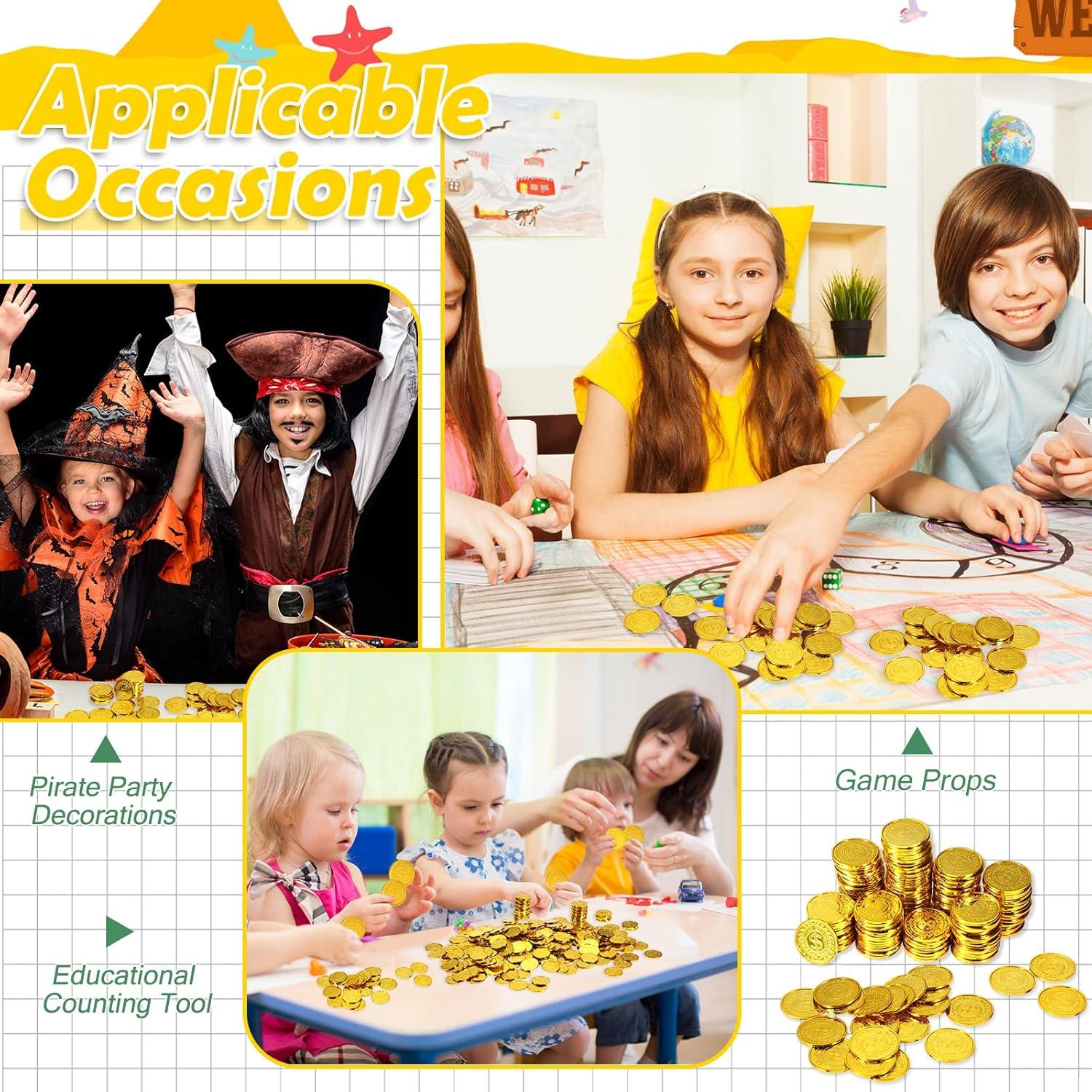 1000 Monedas de Oro Pirata de Plástico 8.89 cm para Fiesta