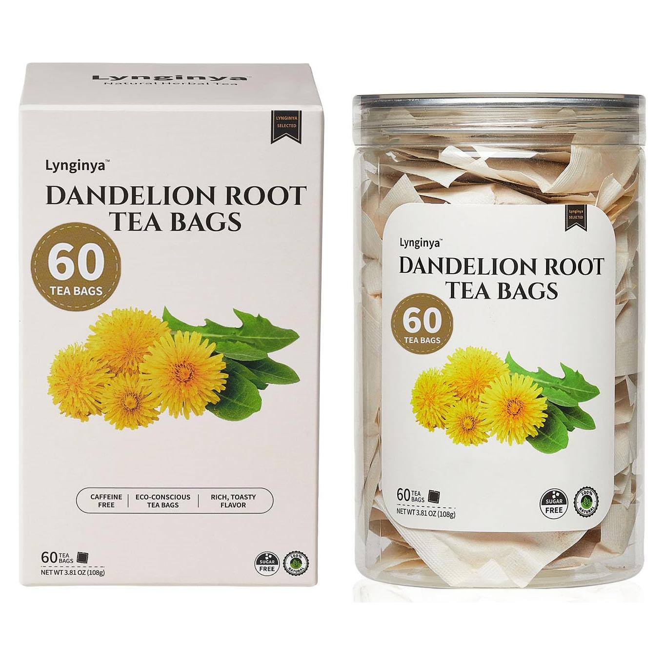Té de raíz de diente de león Lynginya - 60 bolsas - Sin cafeína