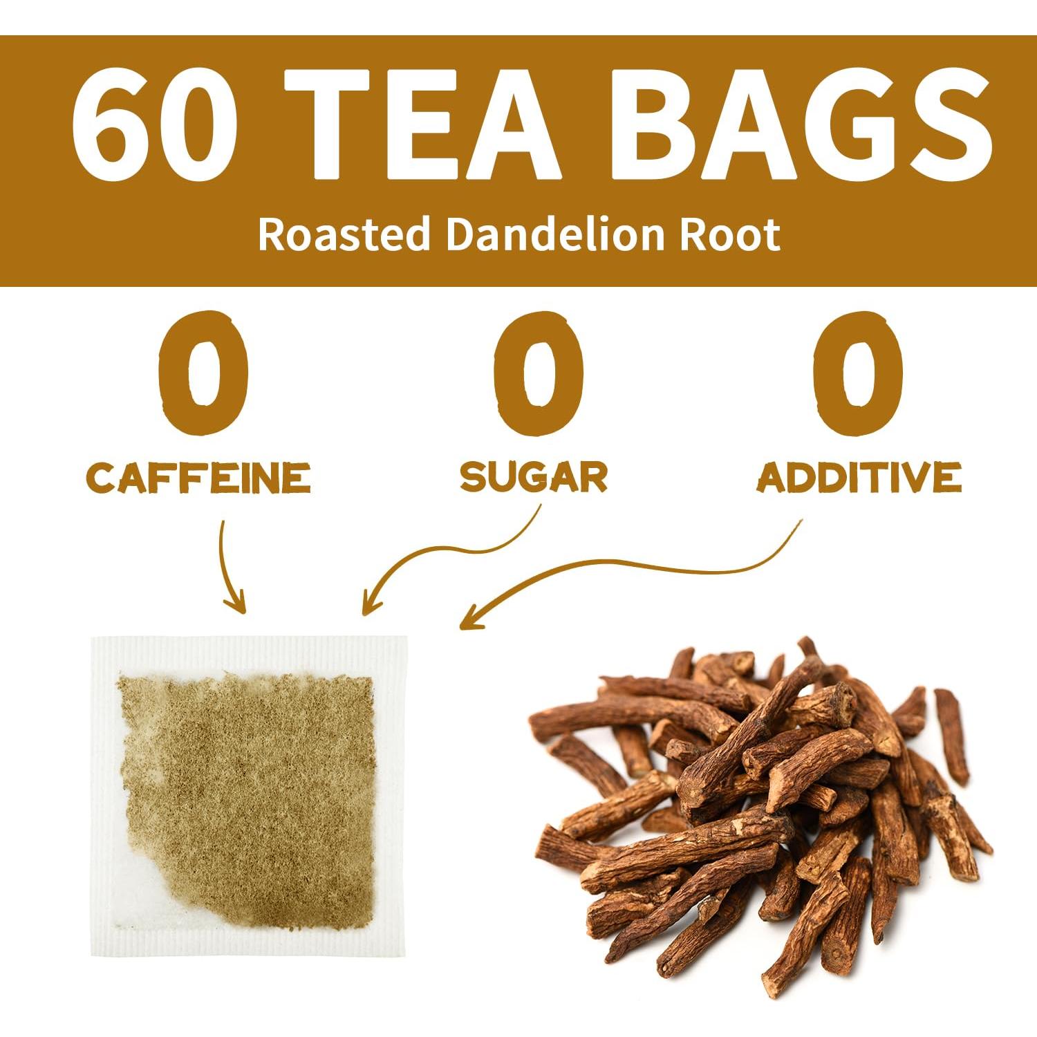 Té de raíz de diente de león Lynginya - 60 bolsas - Sin cafeína