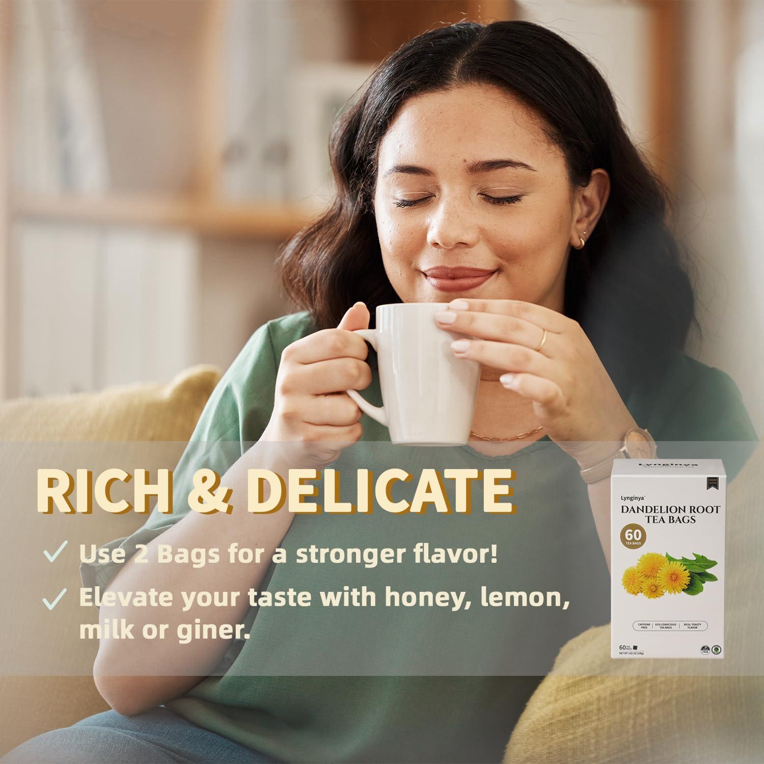 Té de raíz de diente de león Lynginya - 60 bolsas - Sin cafeína