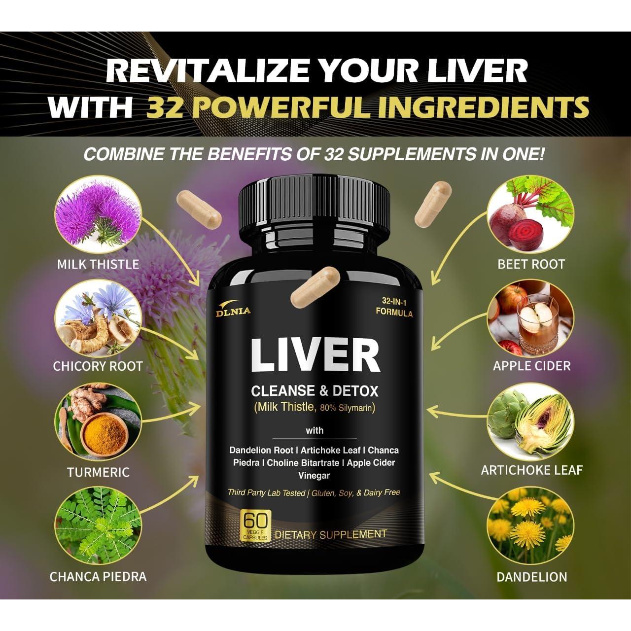 Suplemento Hepático DLNIA 60 Cápsulas - Cardo Mariano, Alcachofa