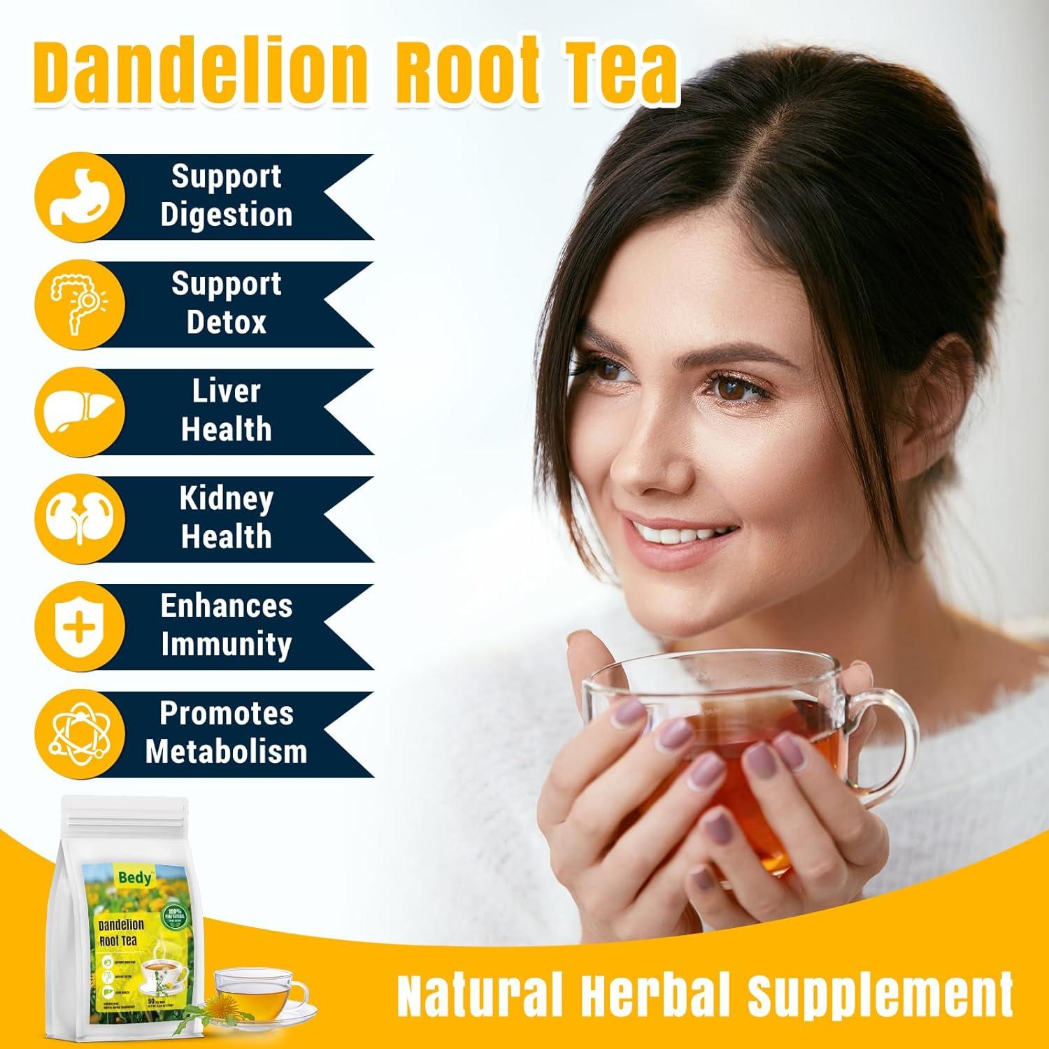 Té de Raíz de Diente de León Bedy 150g - 50 Bolsas Sin Cafeína