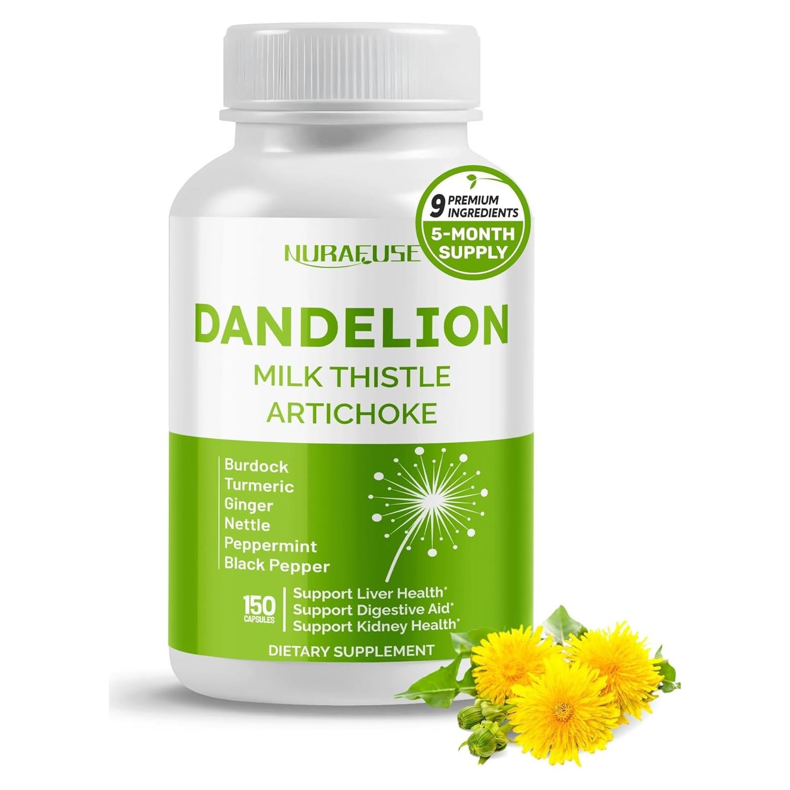 Suplemento Digestivo NuraFuse Diente de León 150 Cápsulas