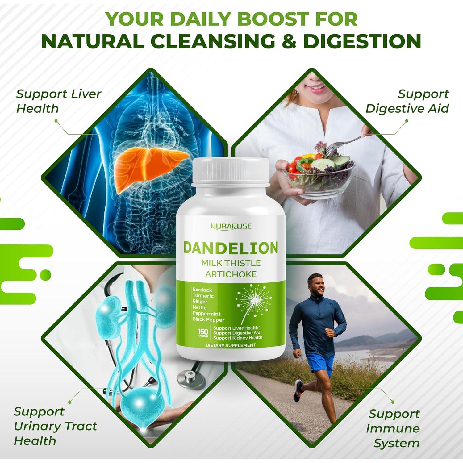 Suplemento Digestivo NuraFuse Diente de León 150 Cápsulas