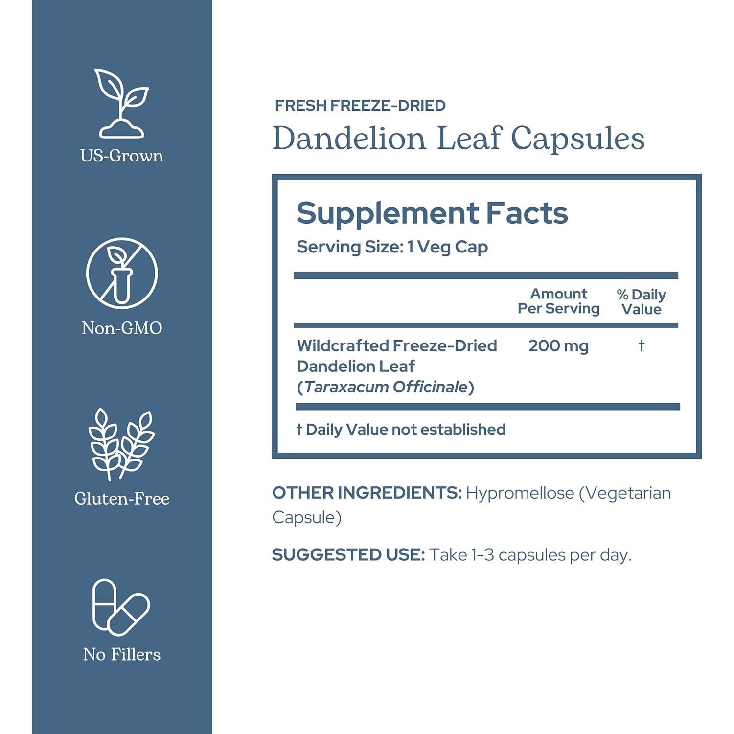Suplemento Orgánico Diente de León Crudo Eclectic 90 Cápsulas