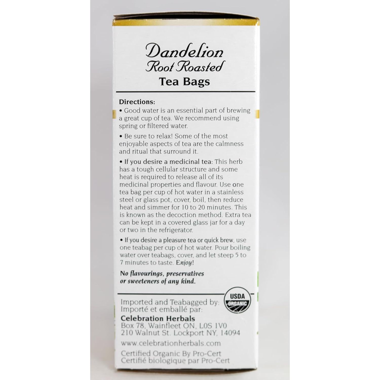 Té de Raíz de Diente de León Tostado Celebration Herbals 24 Bolsitas