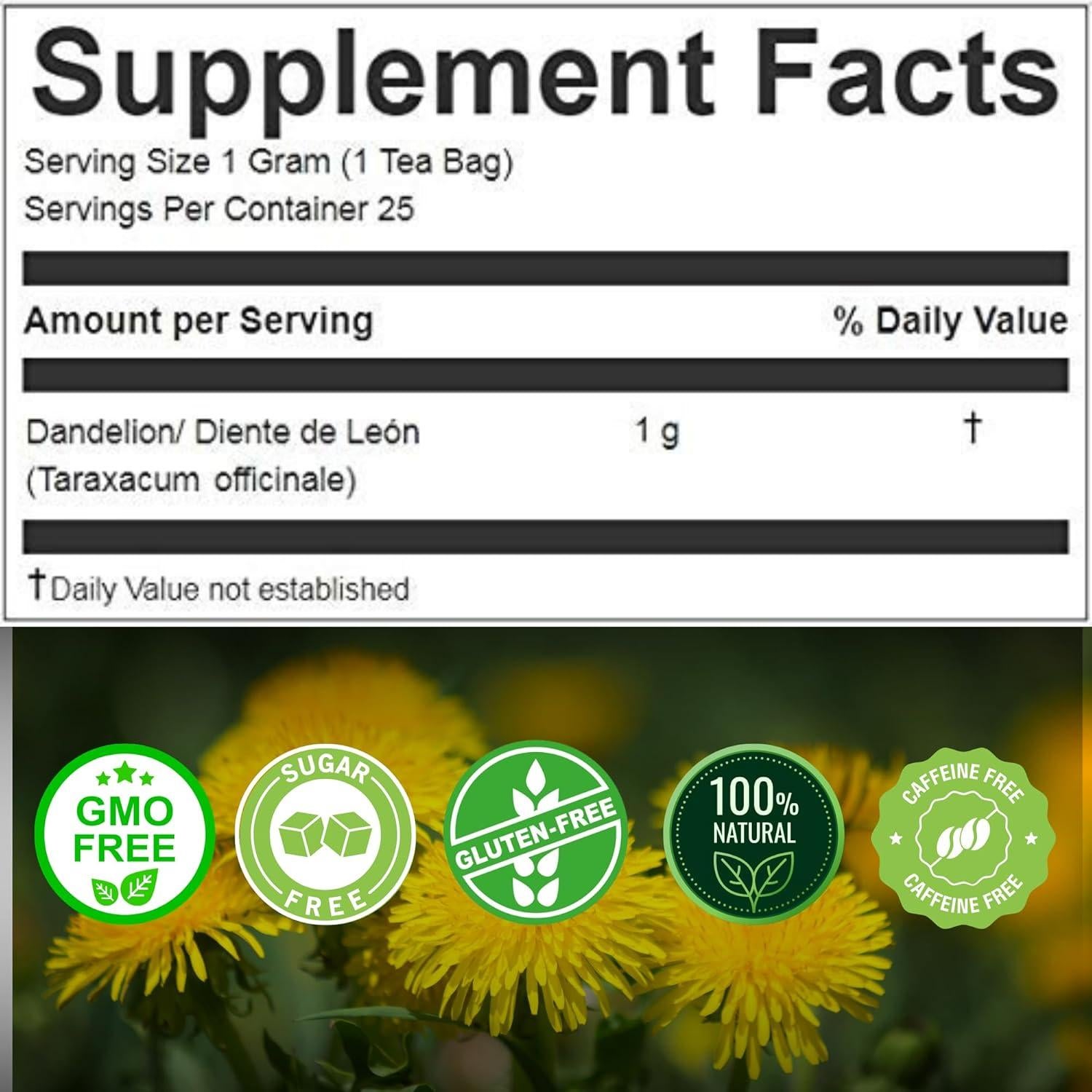 Té de Raíz de Diente de León Hanan 25 Bolsitas Detox Digestivo