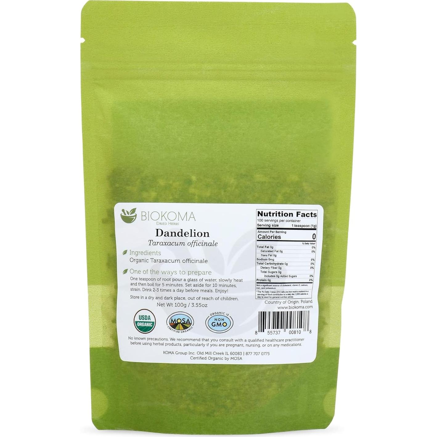 Té de Raíz de Diente de León Biokoma Orgánico 100g - Sin Aditivos