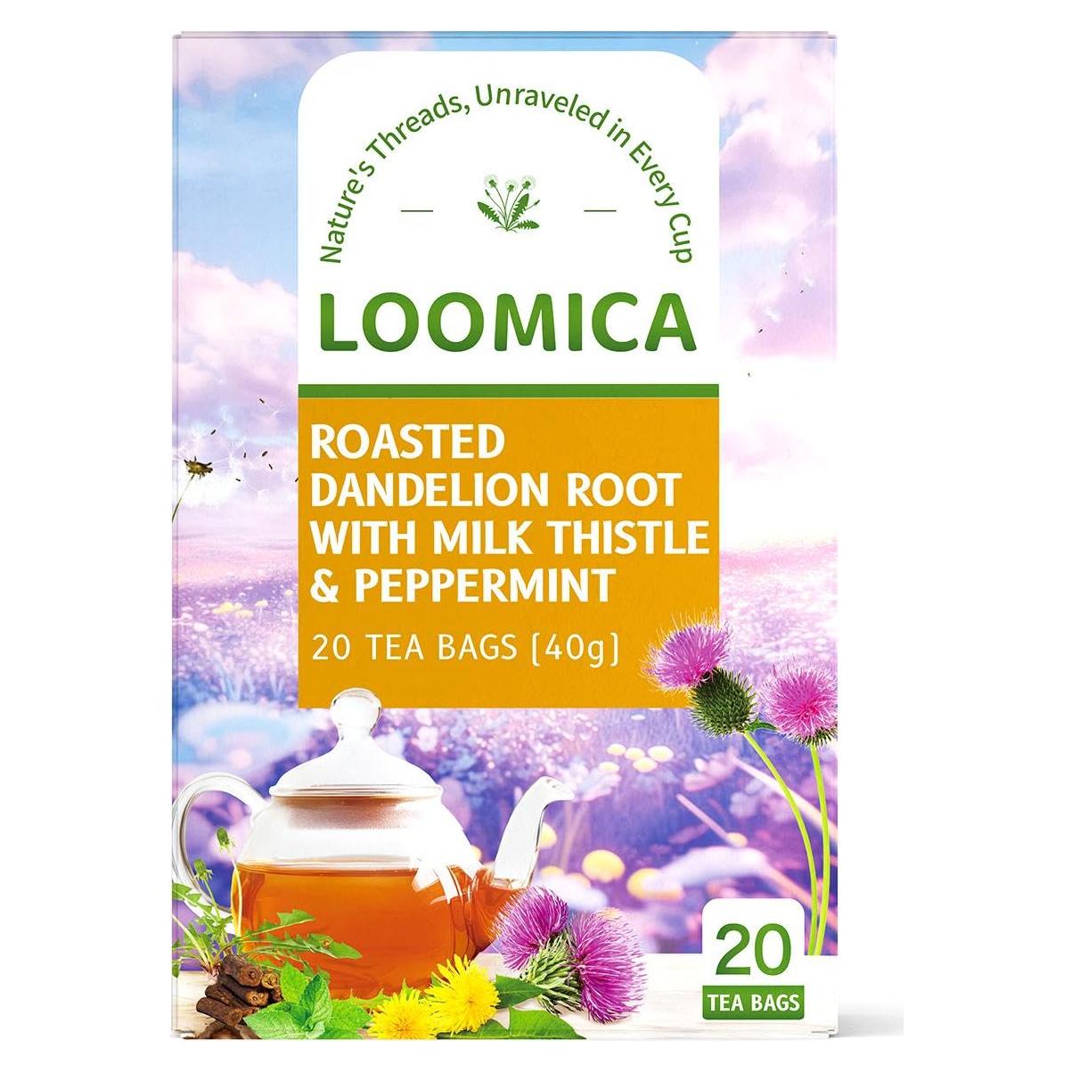 Té Herbal Loomica Raíz de Diente de León Tostada 20 Cuentas