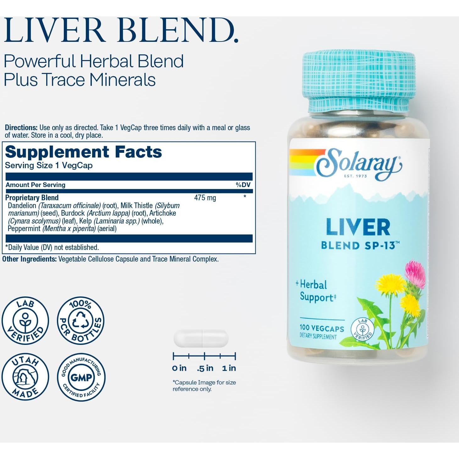 Mezcla Hepática Herbal Solaray SP-13 - 100 VegCaps