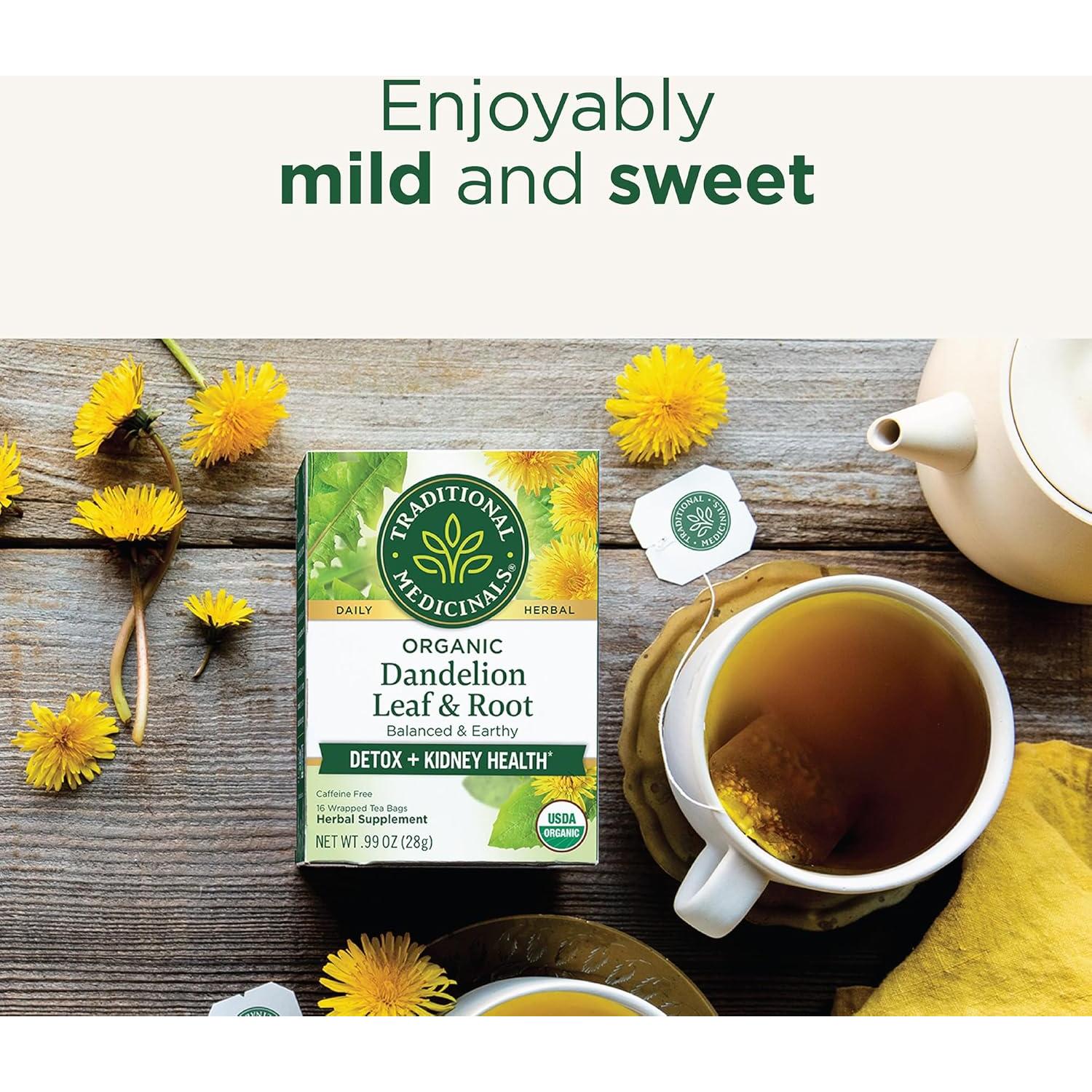 Té de Hierbas Orgánico Diente de León Medicinales Tradicionales 32 Bolsitas