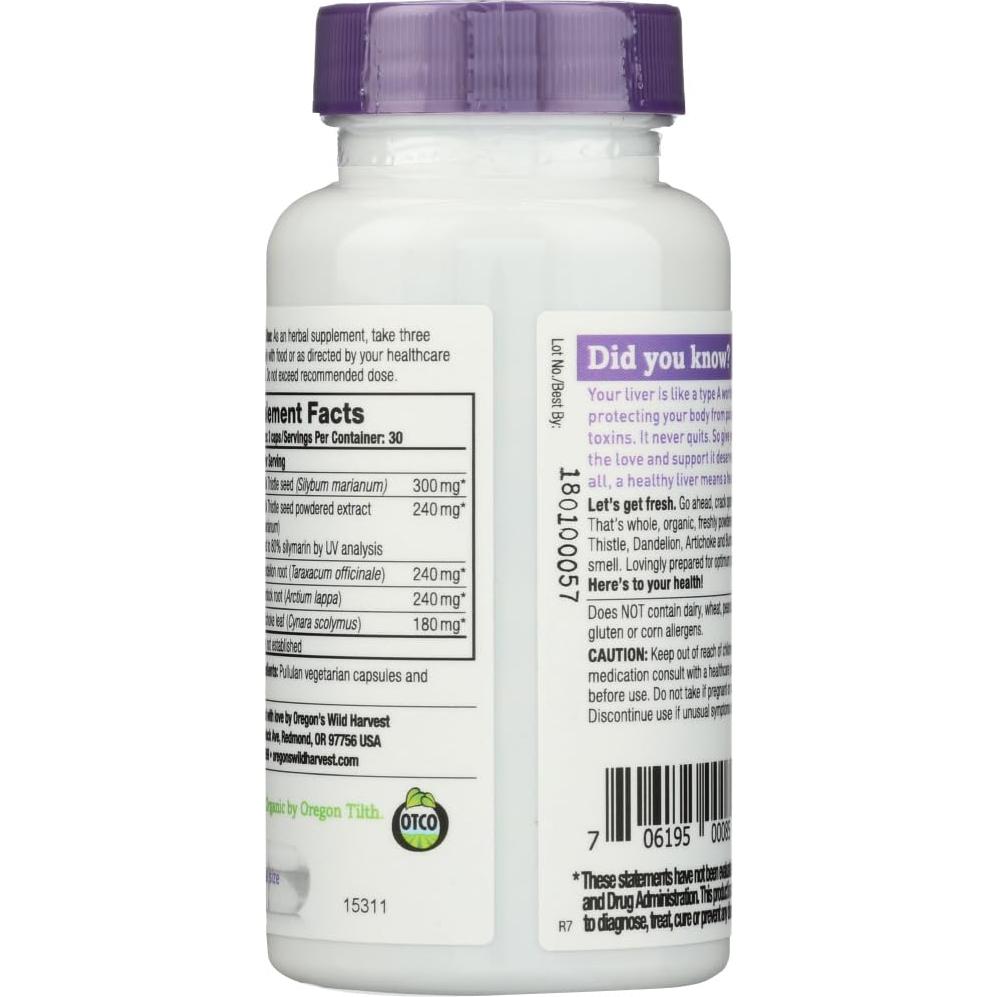 Extracto de Cardo Mariano Oregon's Wild Harvest 90 Cápsulas 80% Silimarina